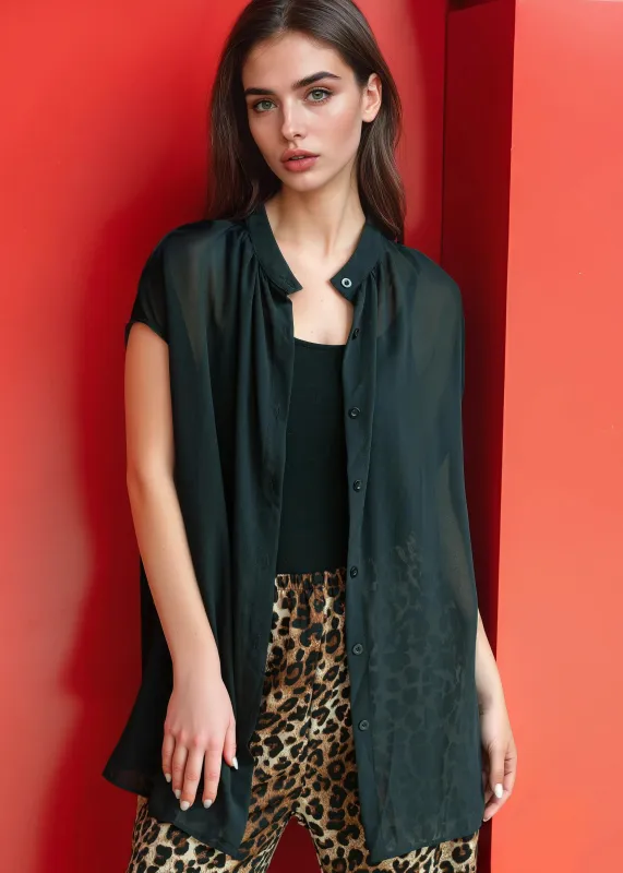 Sheer Cap Sleeve Button Up Blouse sold by Kate Hewko