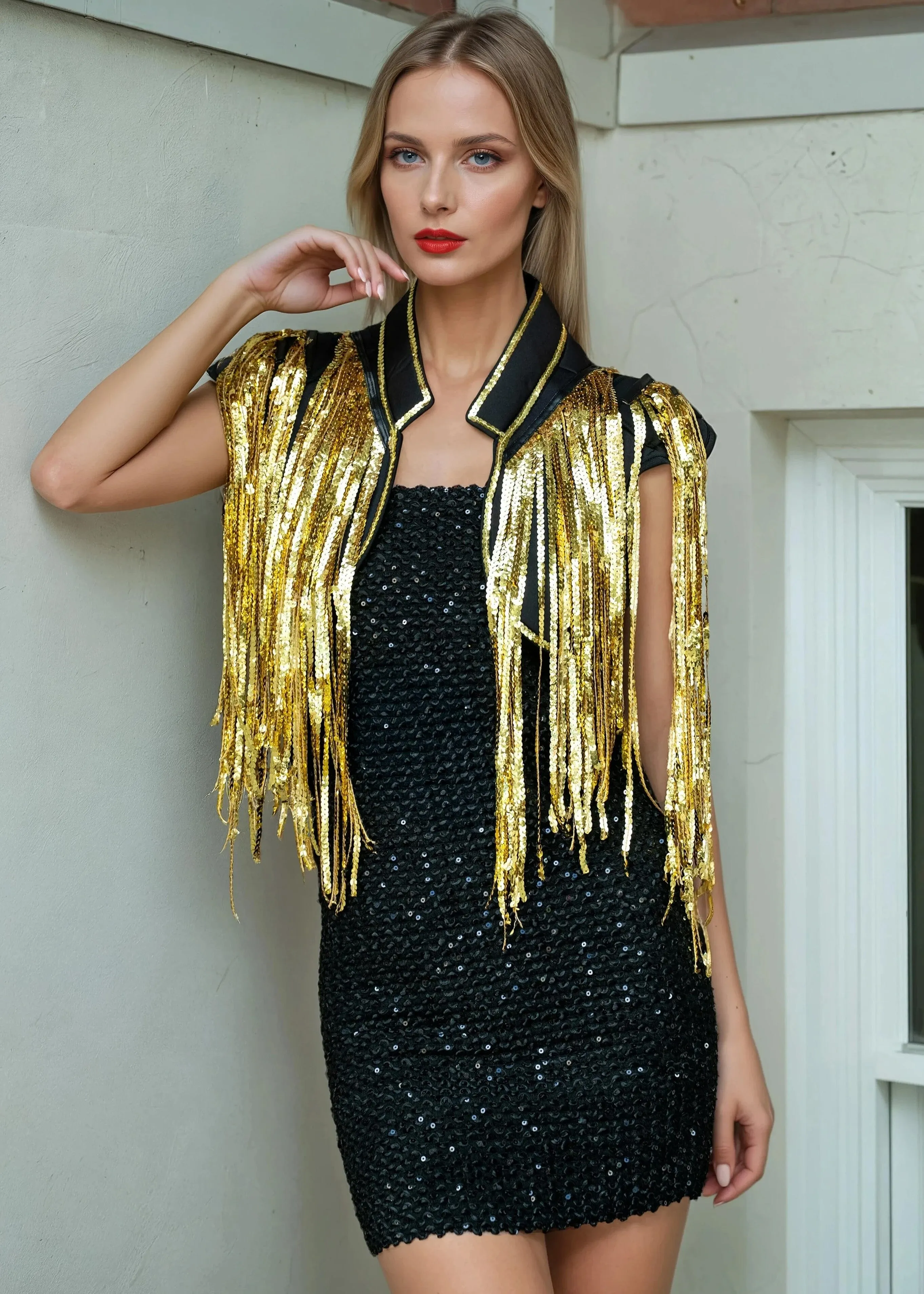 Cropped Sequin Shoulder Vest sold by Kate Hewko product image thumbnail 2