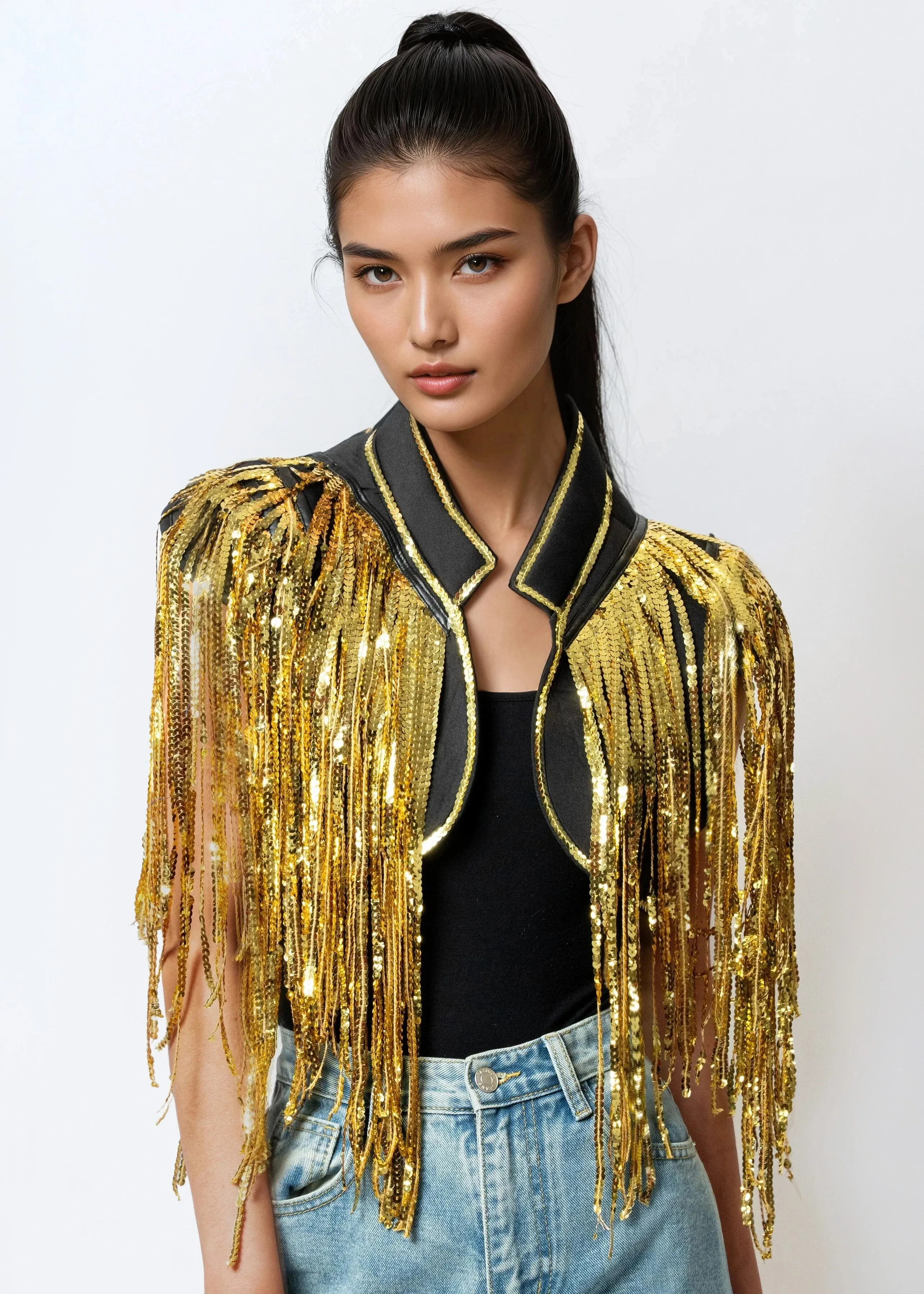 Cropped Sequin Shoulder Vest sold by Kate Hewko product image thumbnail 3