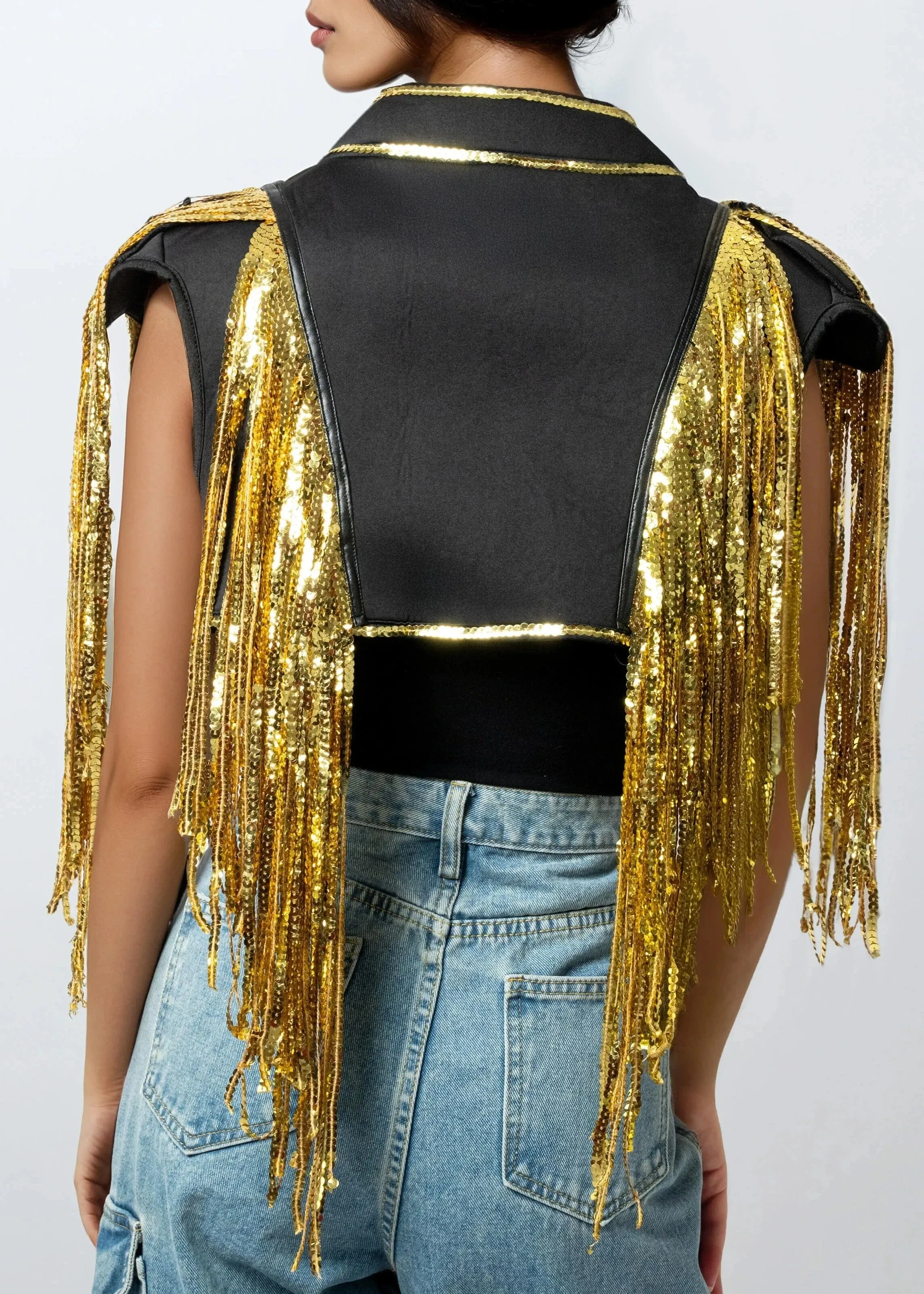 Cropped Sequin Shoulder Vest sold by Kate Hewko product image thumbnail 4