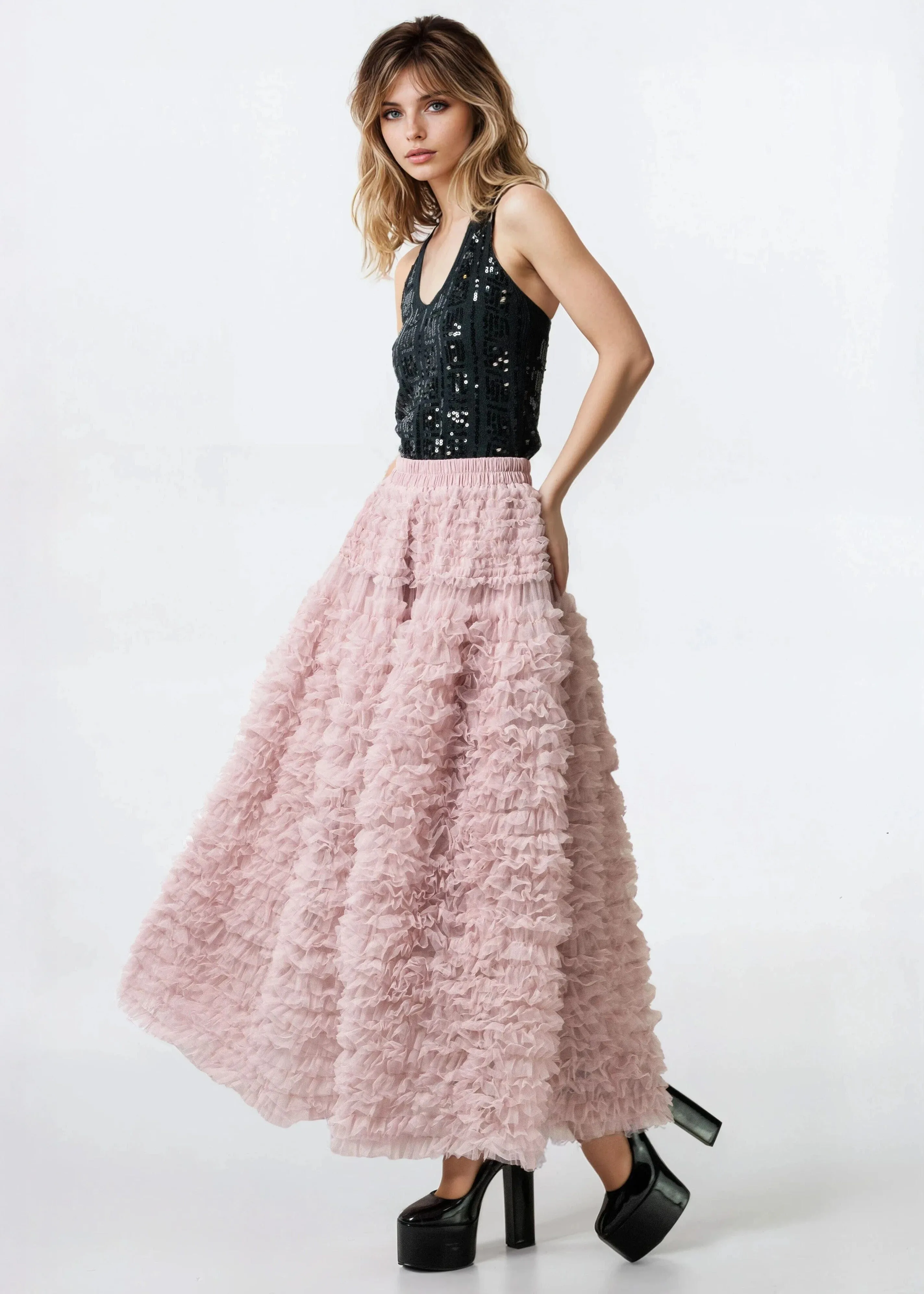 Drama Tulle Ruffle Skirt sold by Kate Hewko