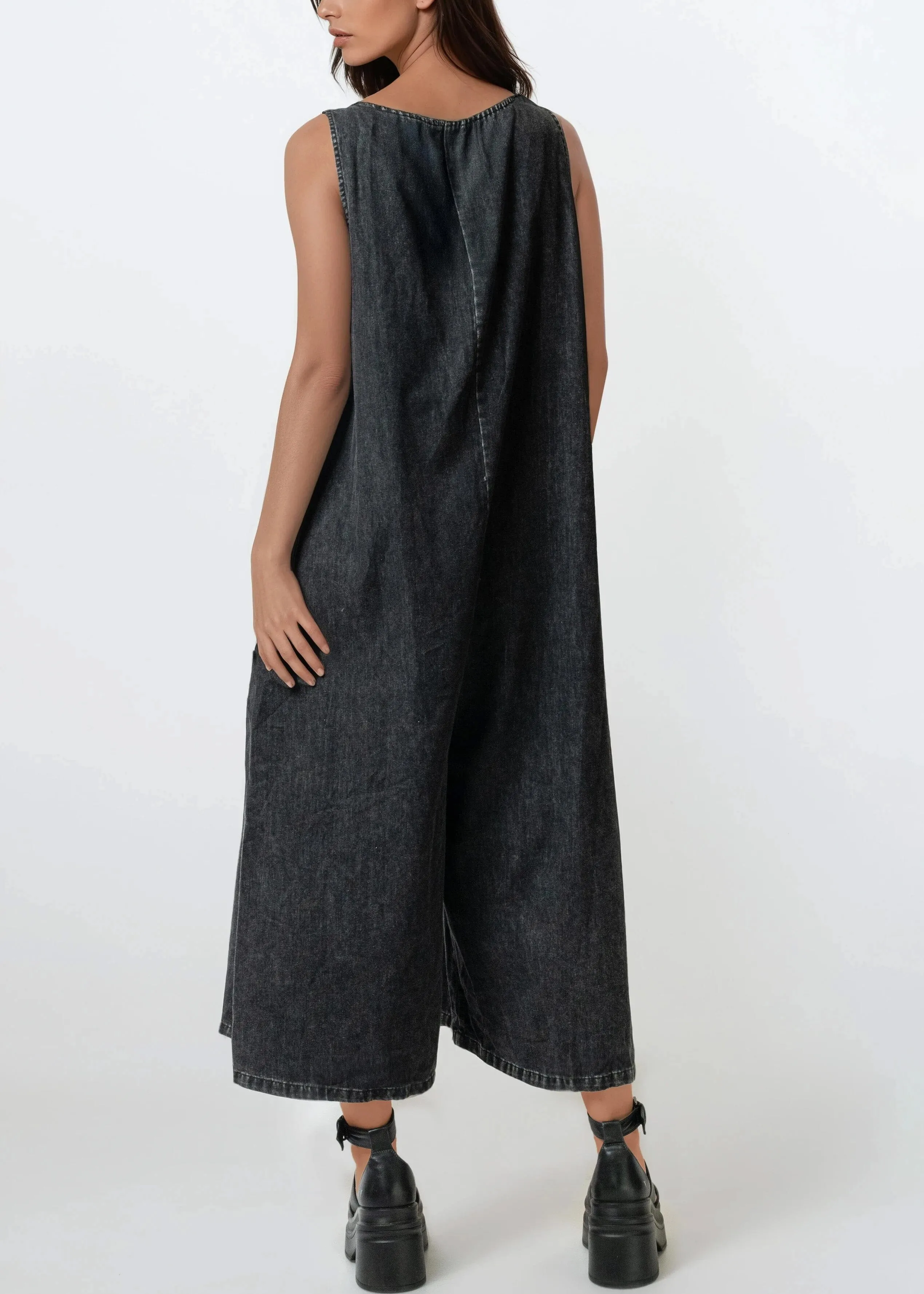 Zip Front Washed Denim Jumpsuit sold by Kate Hewko product image thumbnail 4
