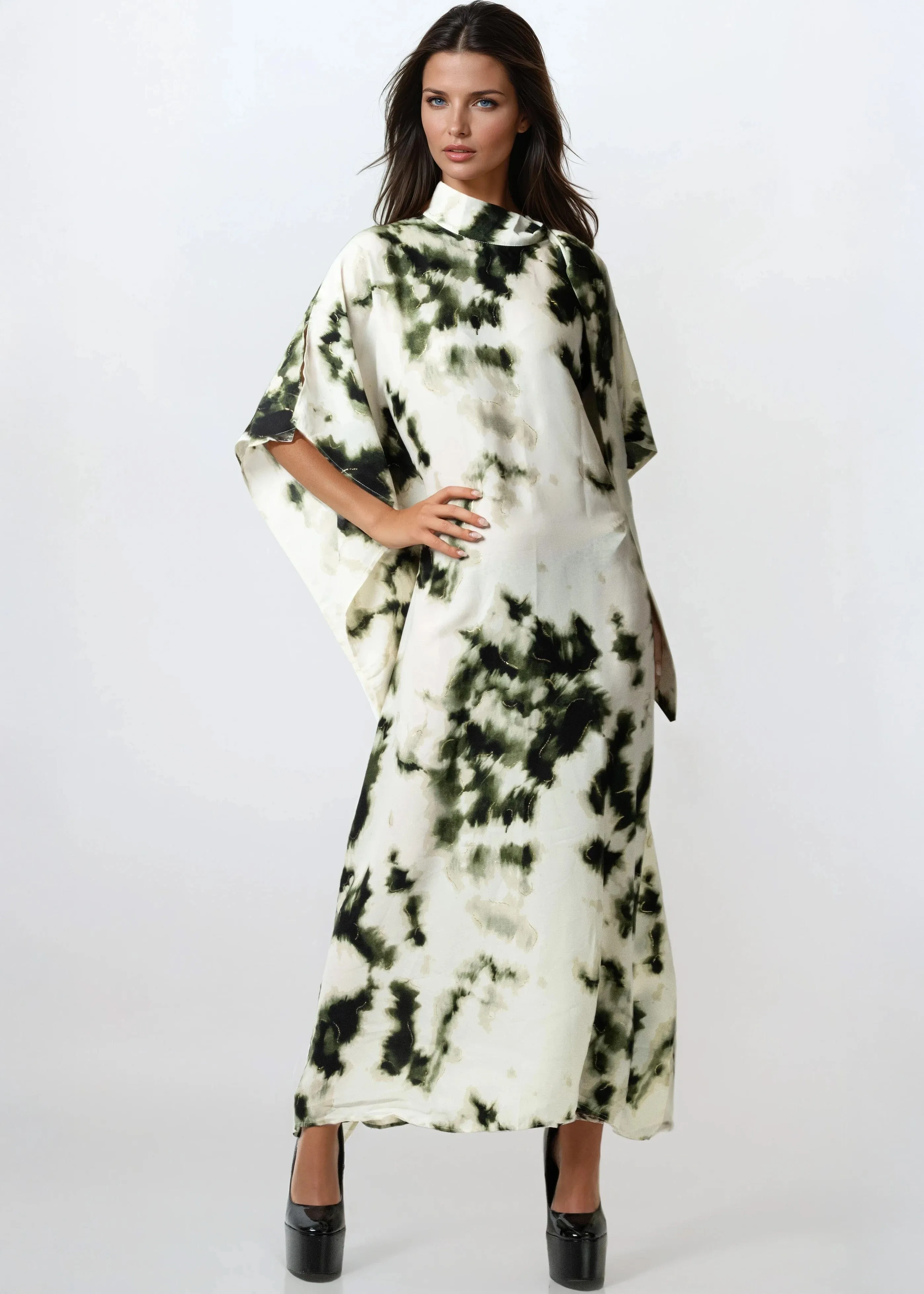 Ink Wash Mock Neck Kaftan Dress sold by Kate Hewko product image thumbnail 4