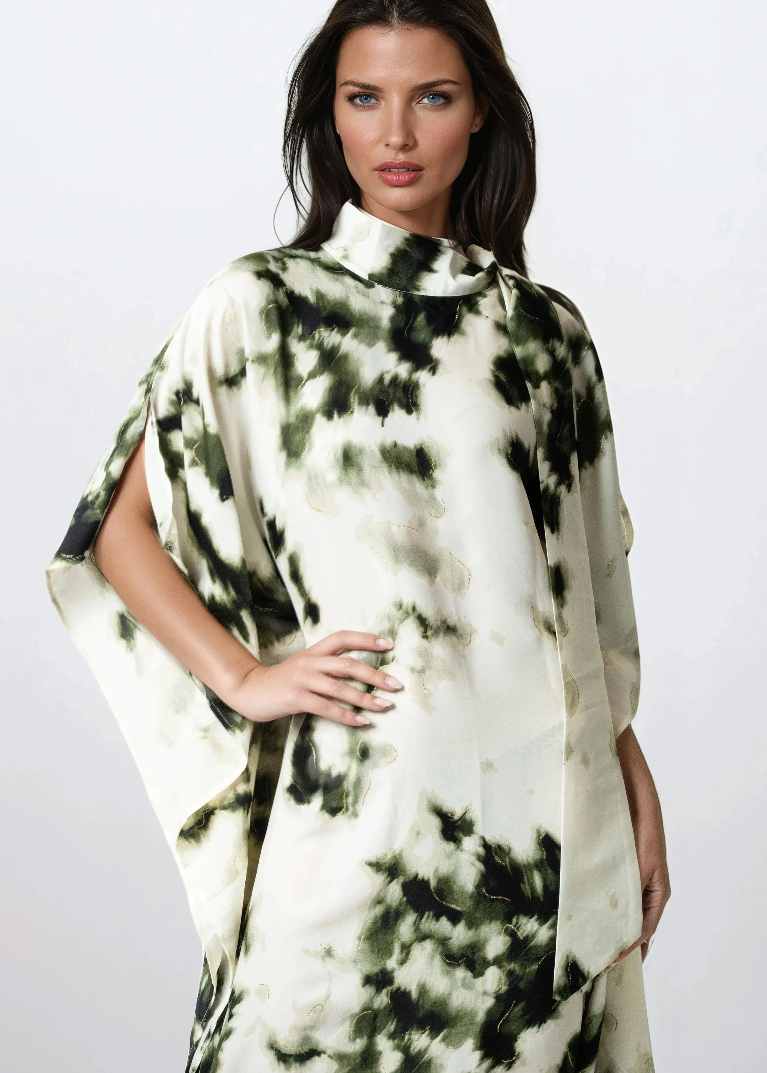 Ink Wash Mock Neck Kaftan Dress sold by Kate Hewko product image thumbnail 3