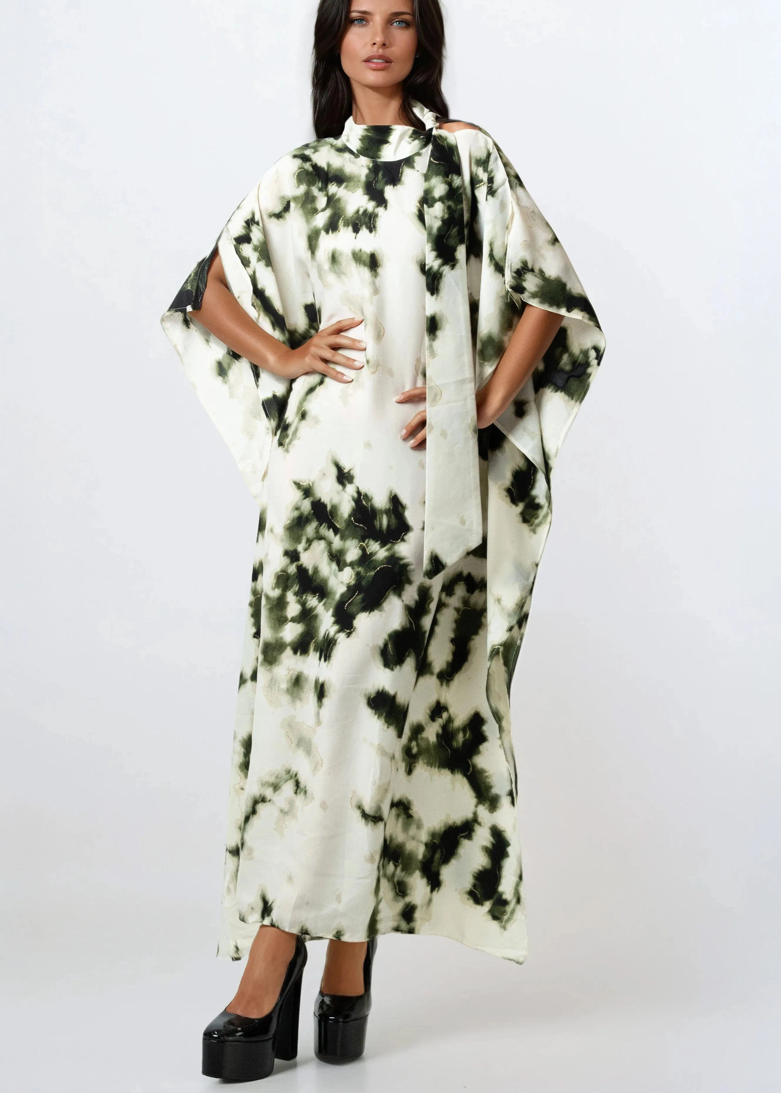 Ink Wash Mock Neck Kaftan Dress sold by Kate Hewko product image thumbnail 5