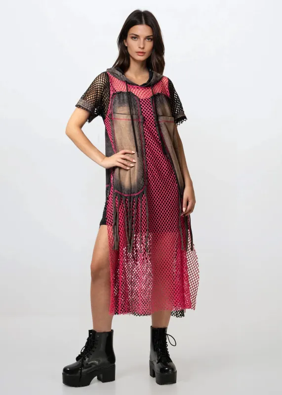Contrast Fishnet Hoodie Dress sold by Kate Hewko