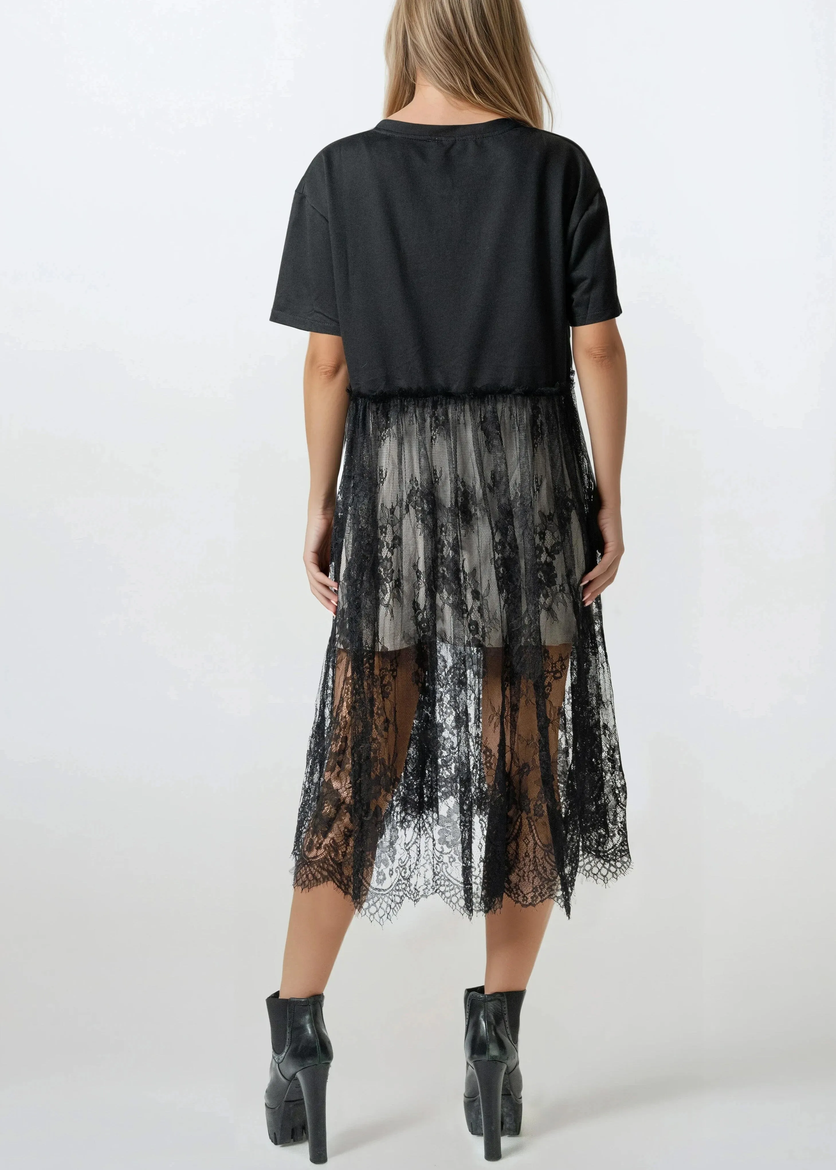 Long Boxy Lace Trim Tee sold by Kate Hewko product image thumbnail 4