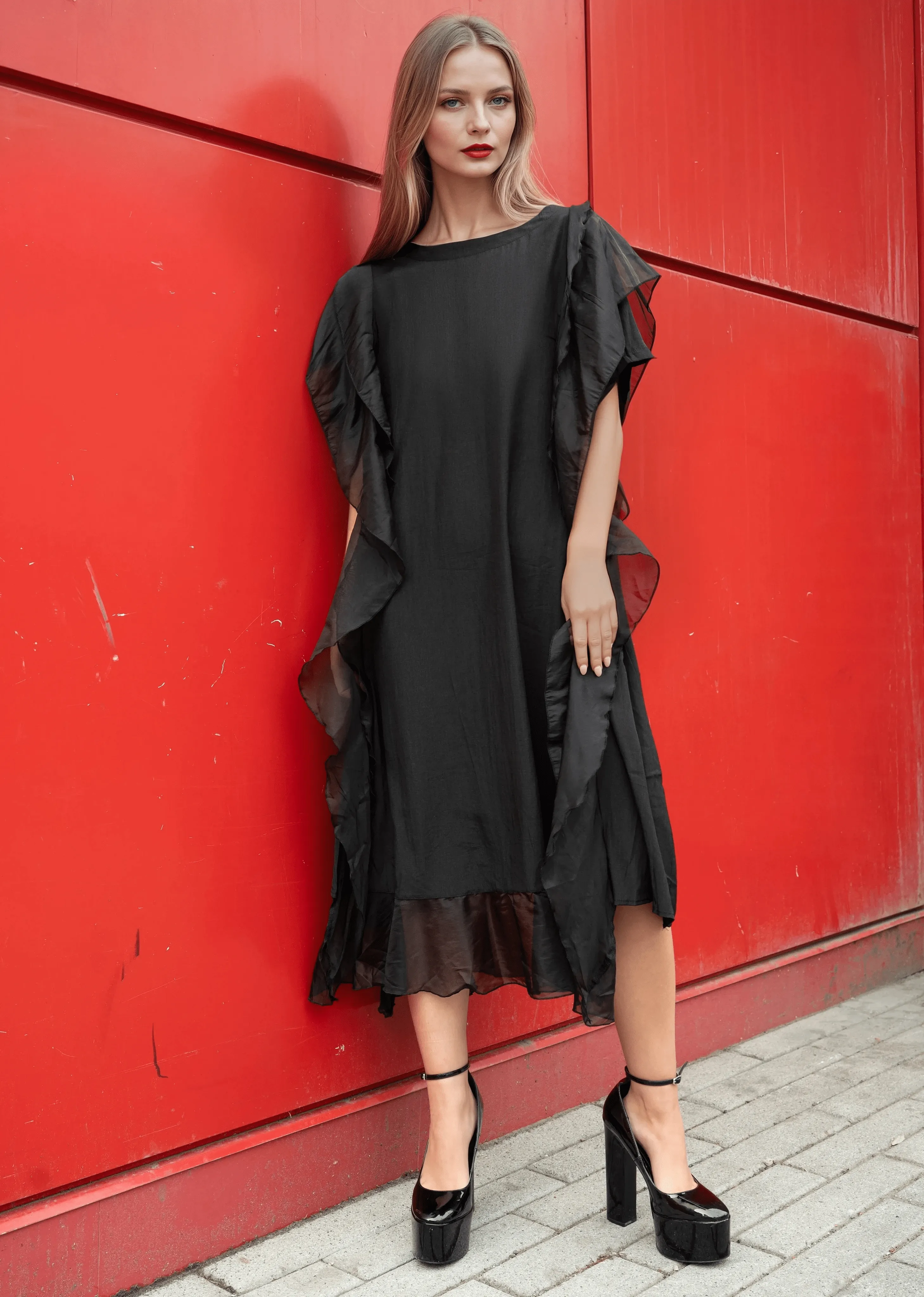 Ruffle Edge Tee Dress sold by Kate Hewko