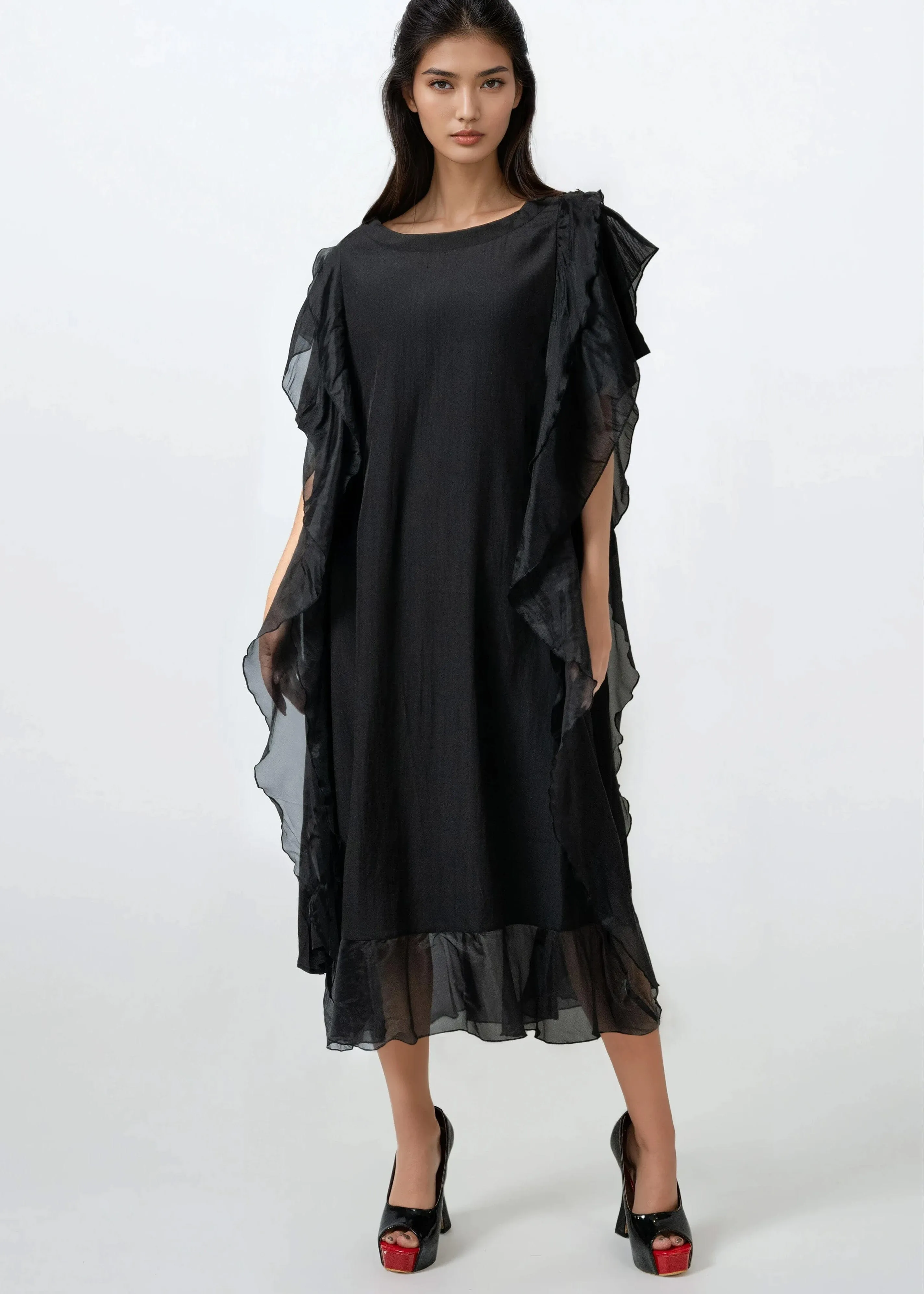 Ruffle Edge Tee Dress sold by Kate Hewko product image thumbnail 3