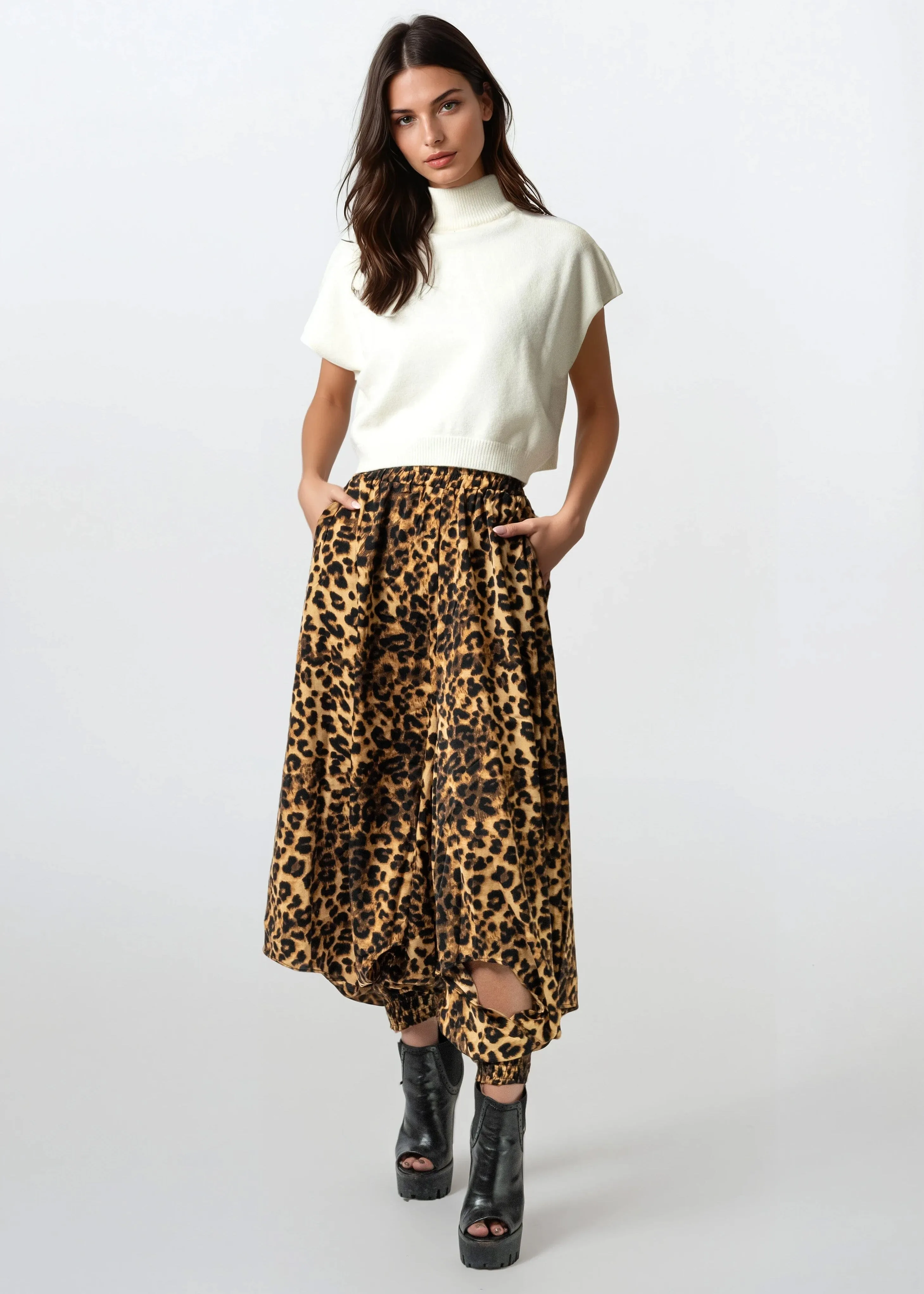 Cuffed Leopard Harem Pants sold by Kate Hewko