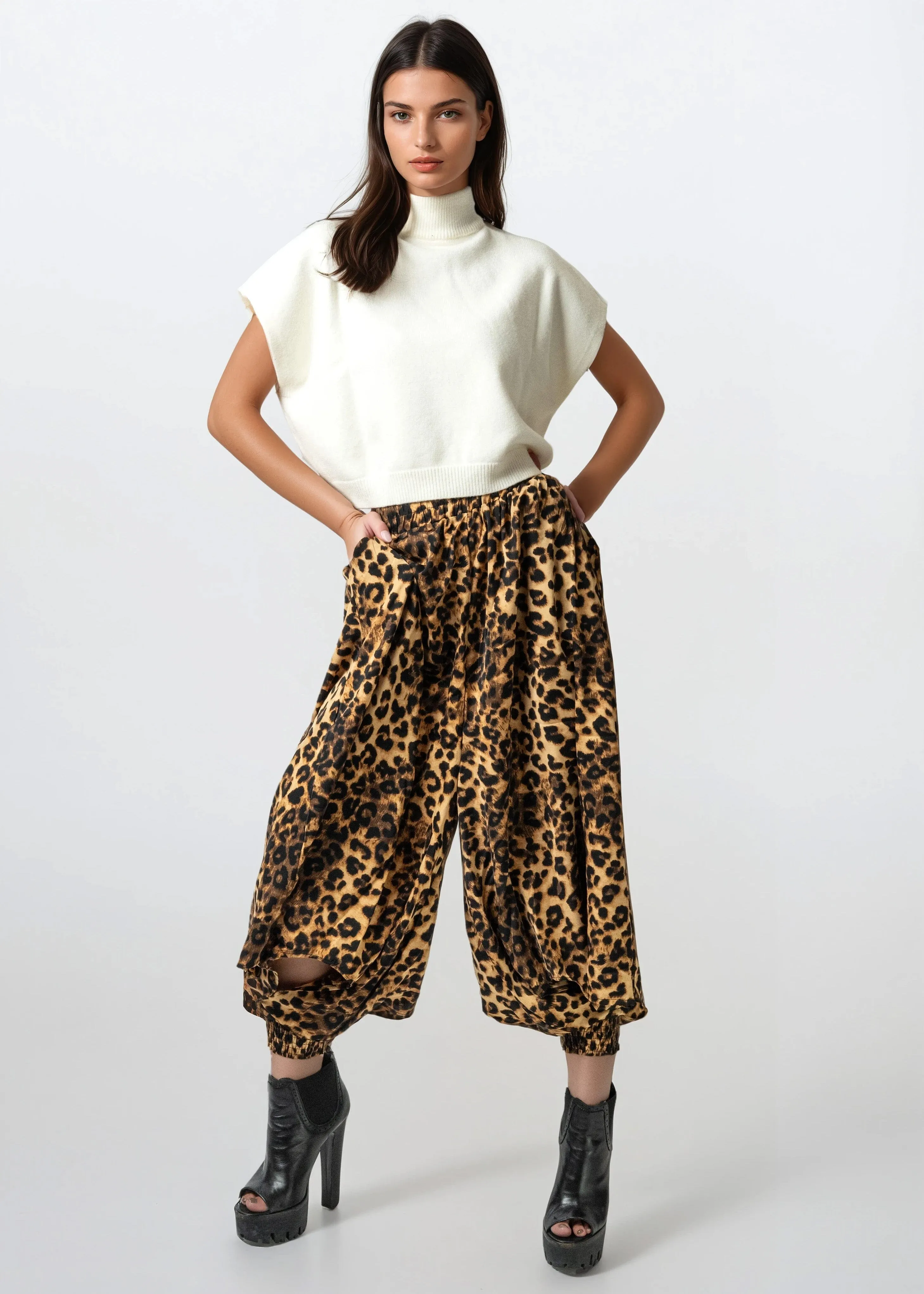 Cuffed Leopard Harem Pants sold by Kate Hewko product image thumbnail 3