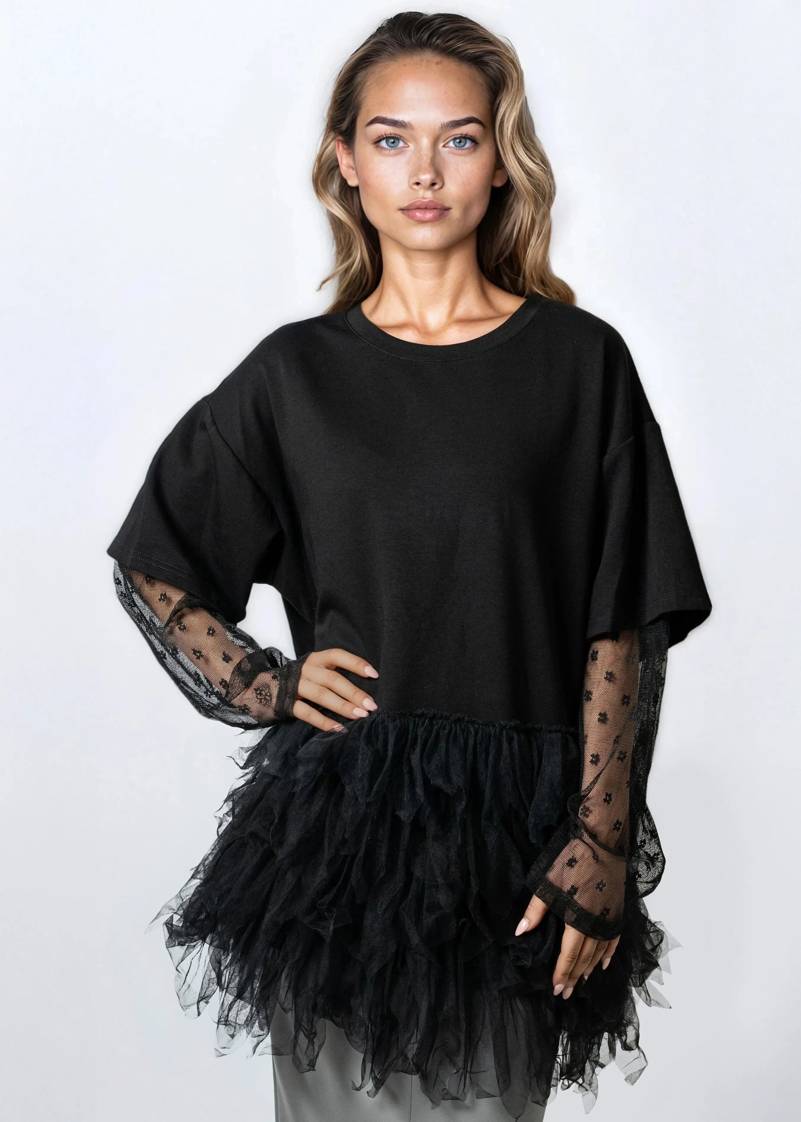 Polka Dot Sleeve Layered Tulle Tunic sold by Kate Hewko product image thumbnail 2