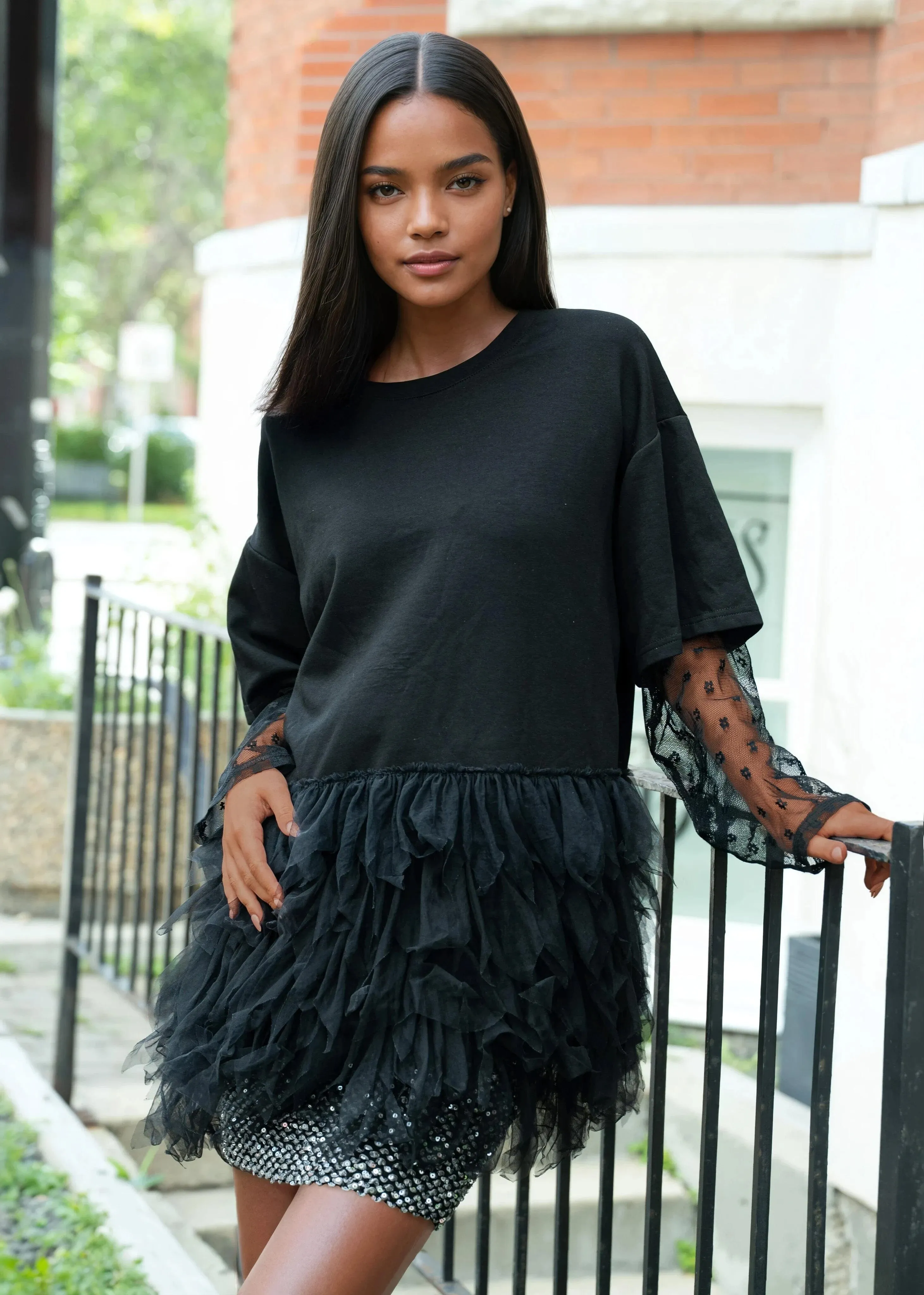 Polka Dot Sleeve Layered Tulle Tunic sold by Kate Hewko