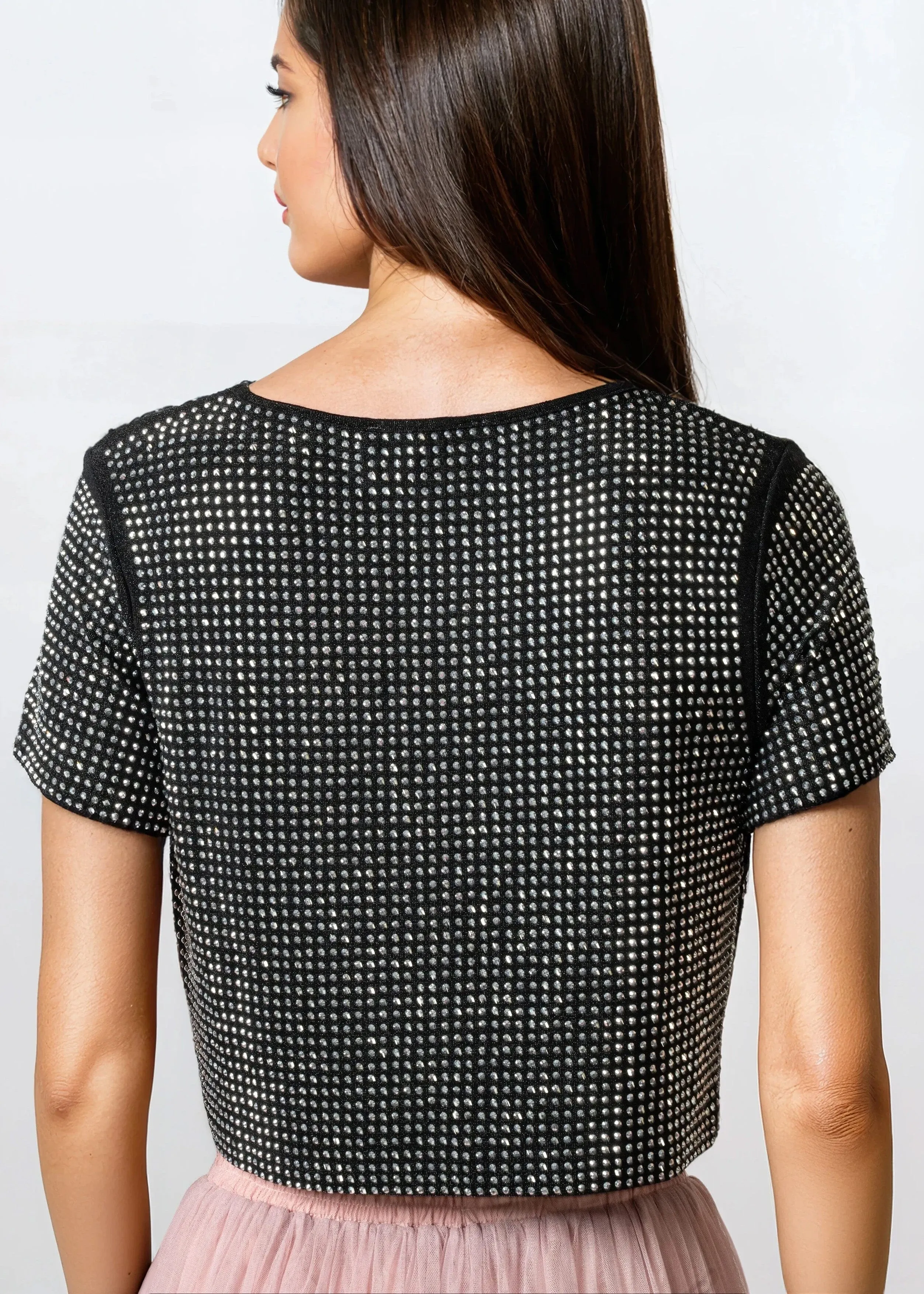 Rhinestone Studded Cropped Tee sold by Kate Hewko product image thumbnail 4