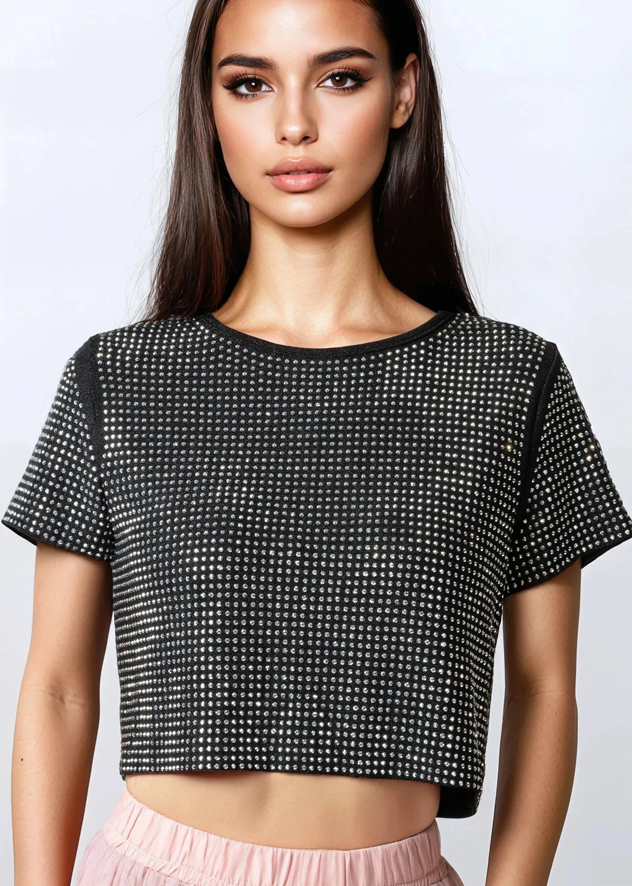 Rhinestone Studded Cropped Tee sold by Kate Hewko