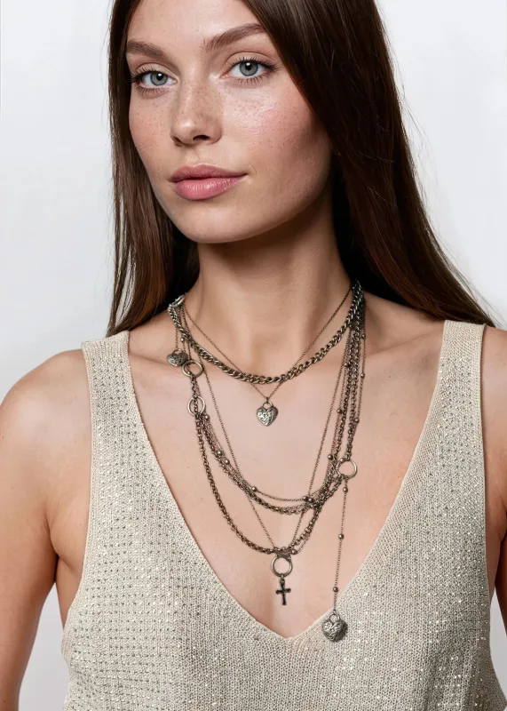 Multi Charm Layered Chain Necklace sold by Kate Hewko