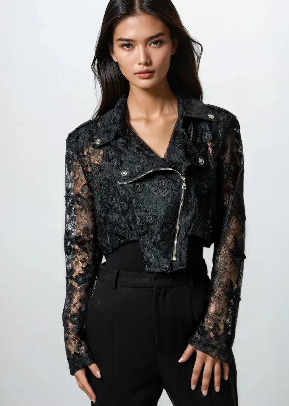Cropped Lace Rider Jacket sold by Kate Hewko