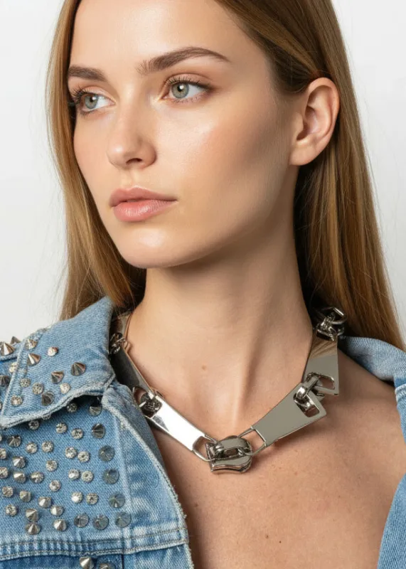 Exaggerated Zipper Linked Choker sold by Kate Hewko