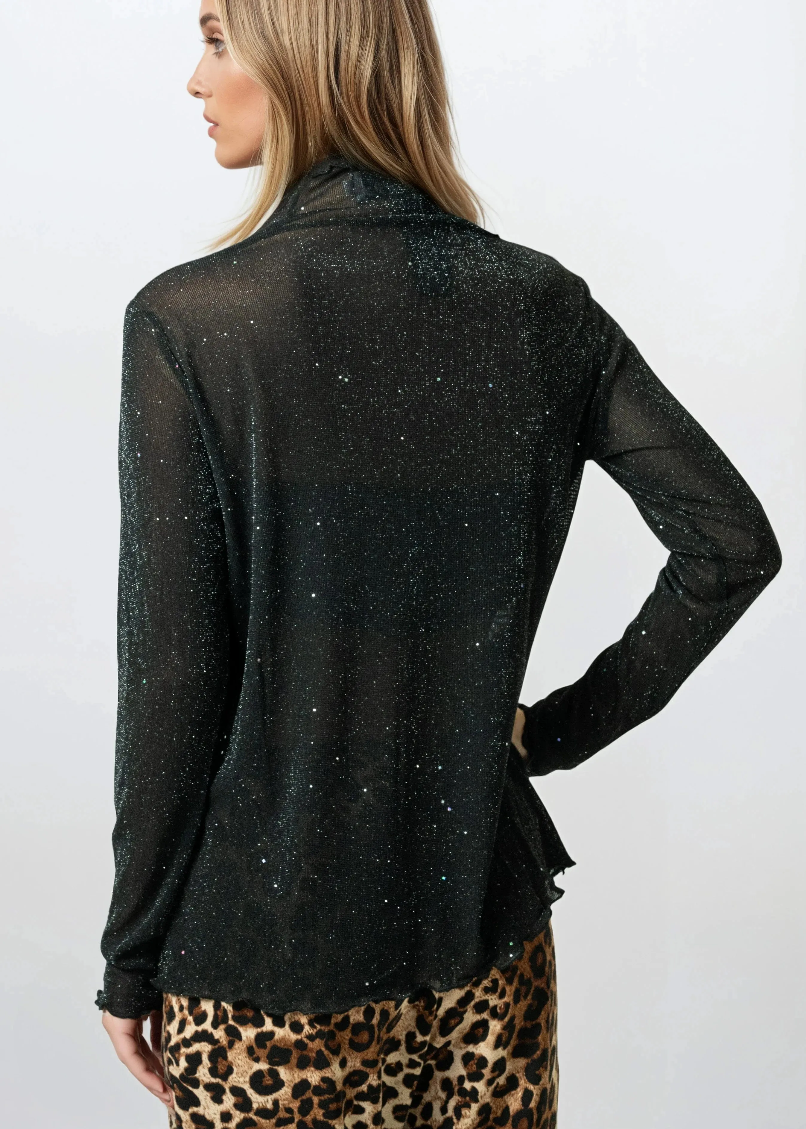 Mesh Sparkle Mock Neck Long Sleeve sold by Kate Hewko product image thumbnail 4