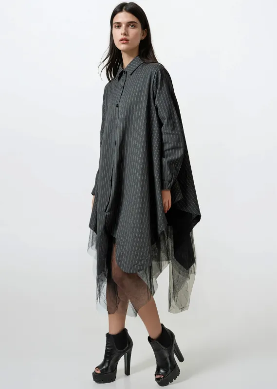 Pinstripe Tulle Hem Button Up sold by Kate Hewko