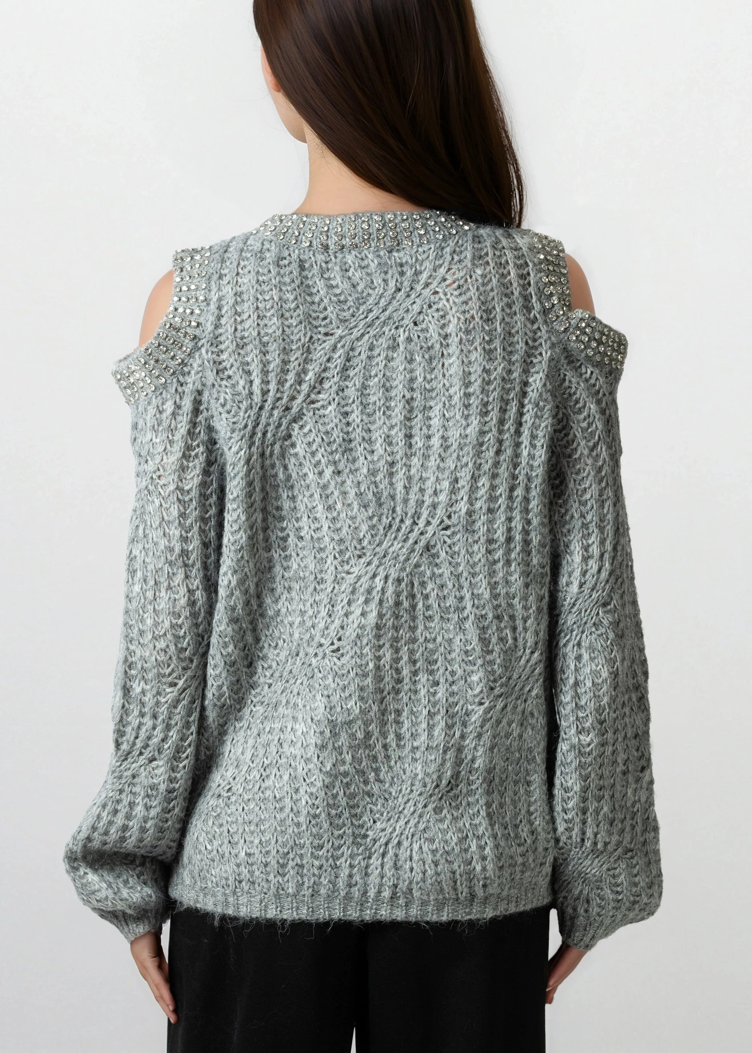 Bedazzled Cold Shoulder Faux Fur Sweater sold by Kate Hewko product image thumbnail 5