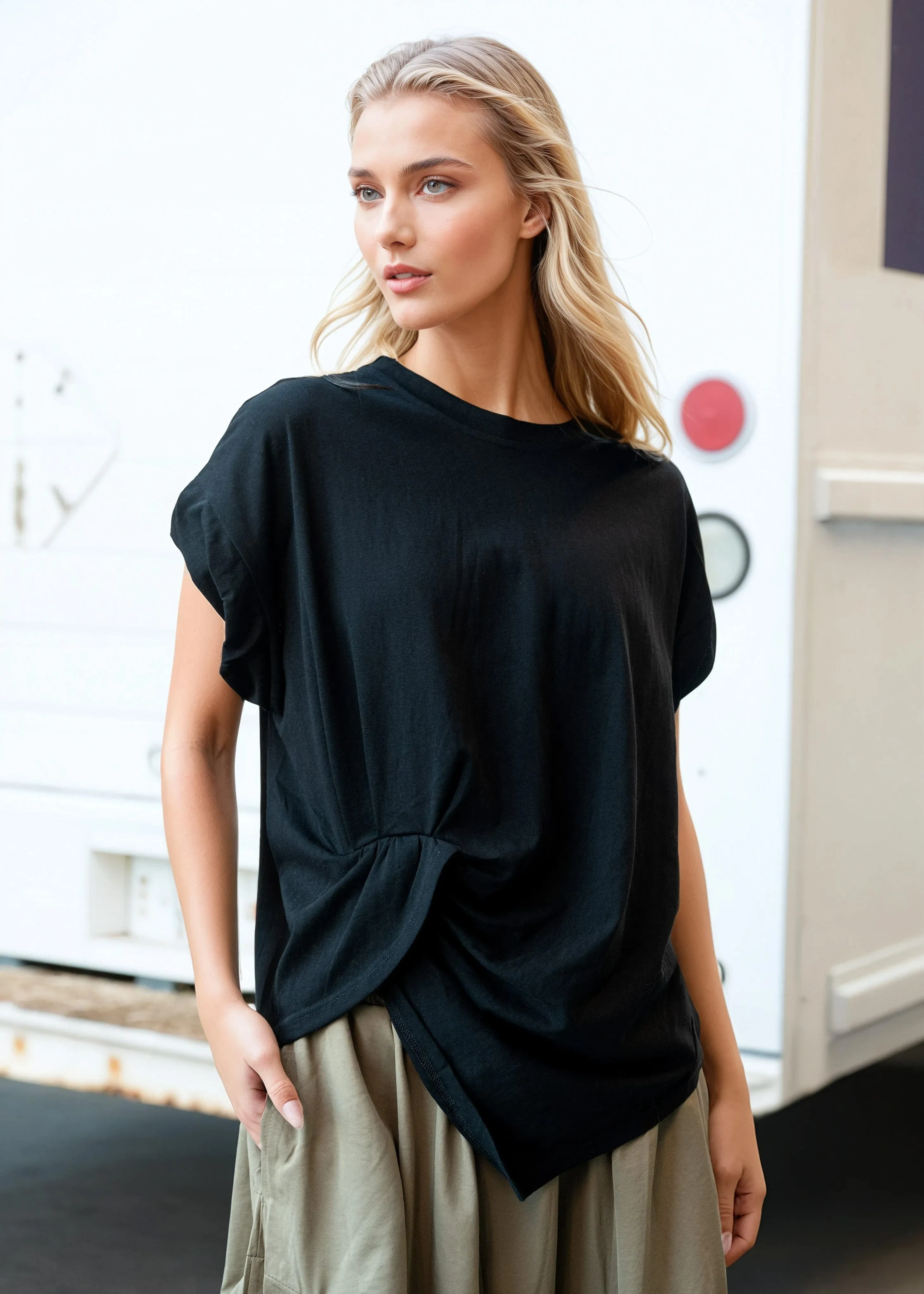 Twist Front Draped Tee sold by Kate Hewko product image thumbnail 2
