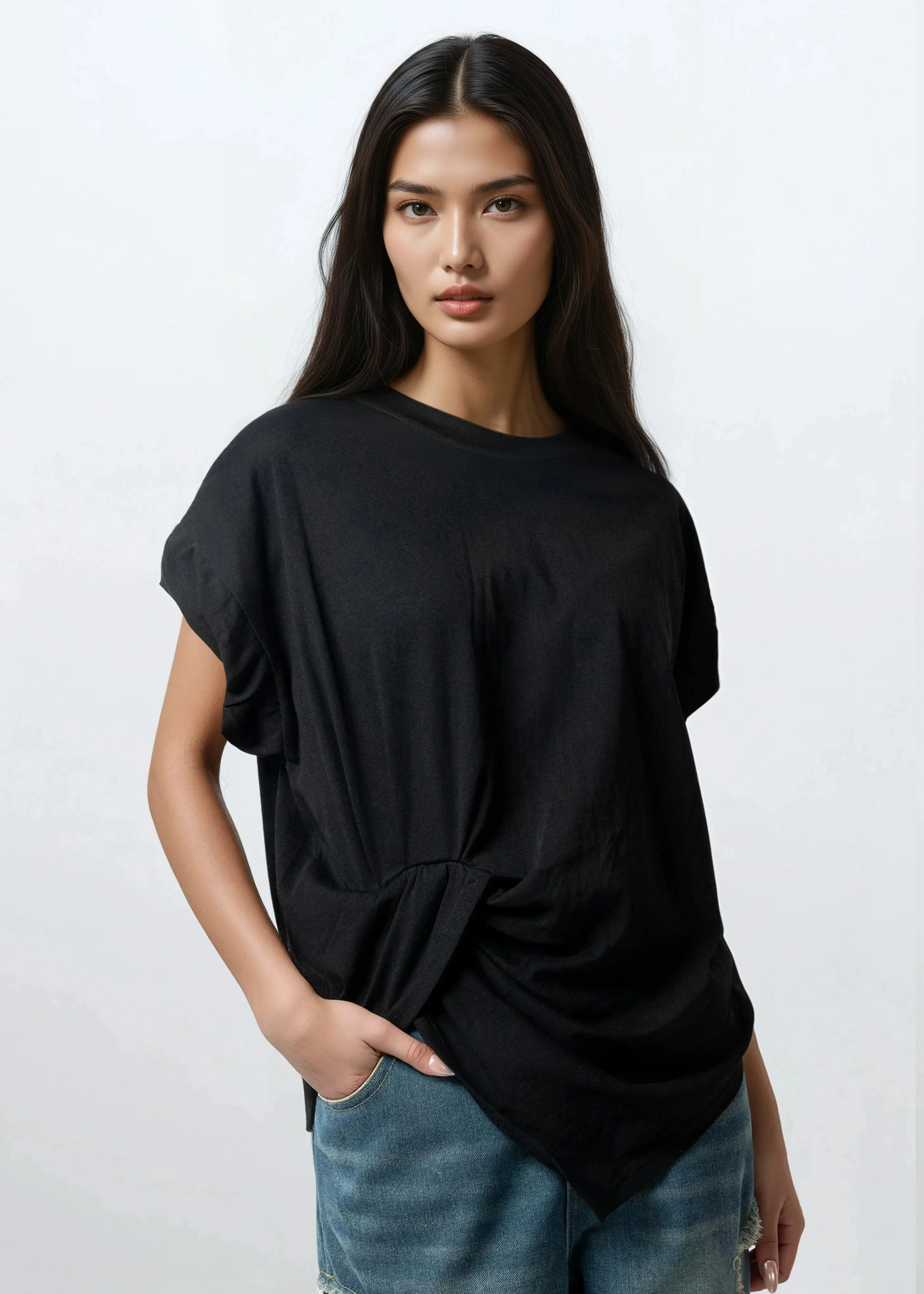 Twist Front Draped Tee sold by Kate Hewko product image thumbnail 3