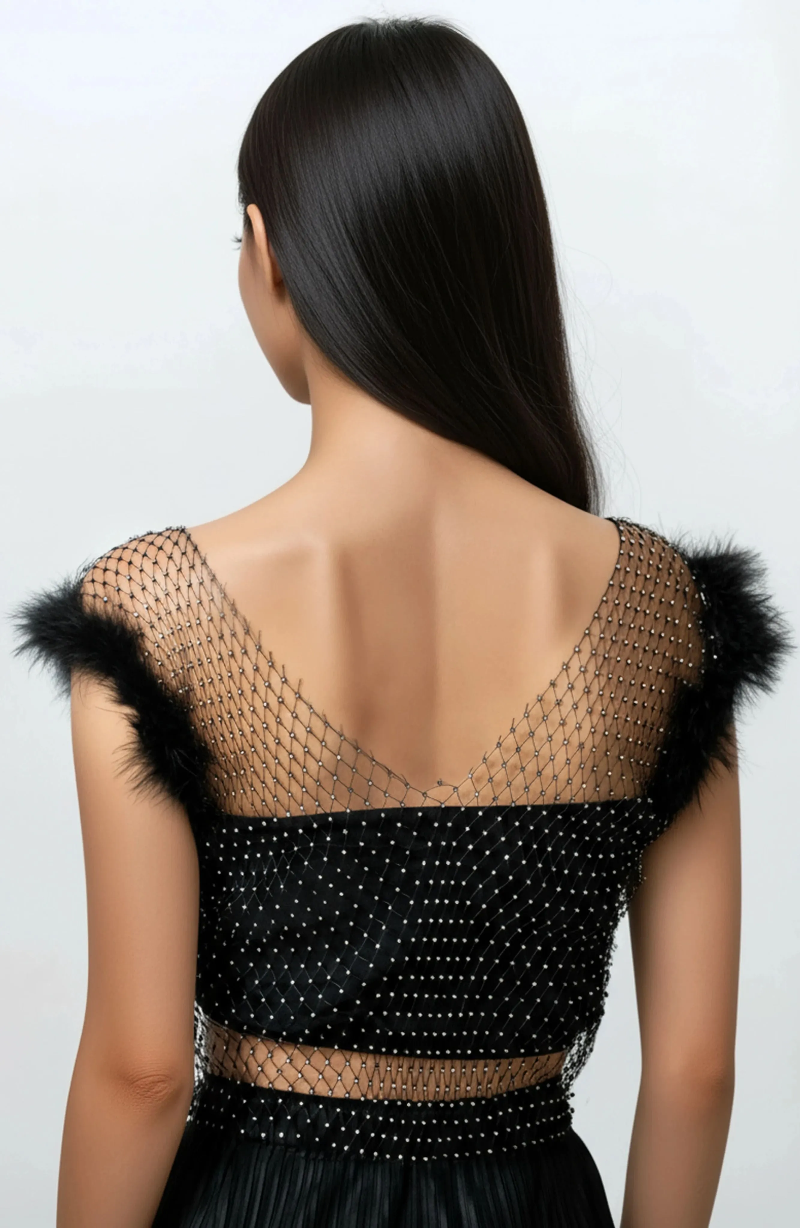 Rhinestone Mesh Feather Trim Top sold by Kate Hewko product image thumbnail 5