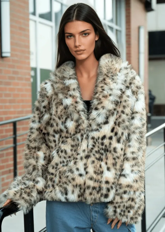 Lightweight Faux Fur Snow Leopard Coat sold by Kate Hewko
