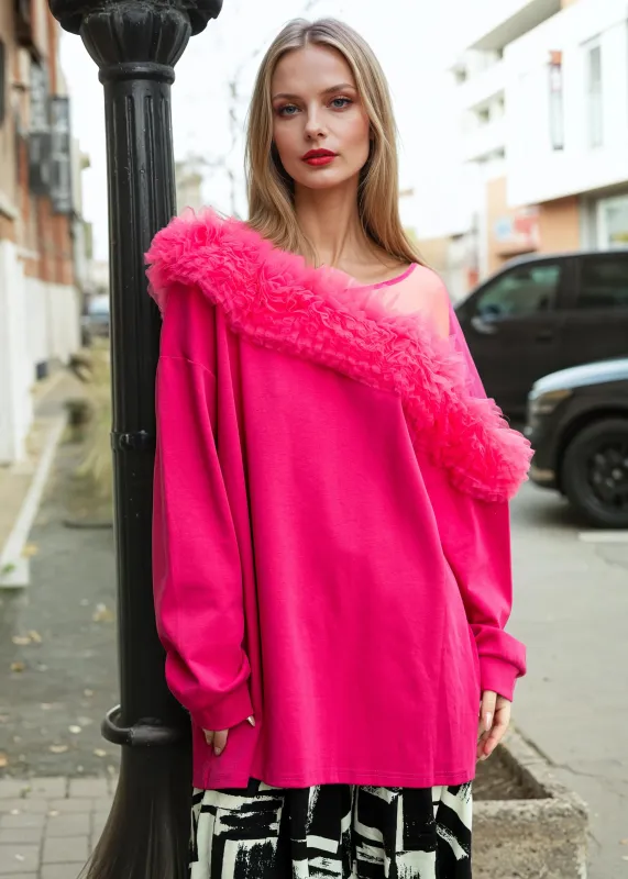 Ruffle + Mesh Cold Shoulder Long Sleeve sold by Kate Hewko