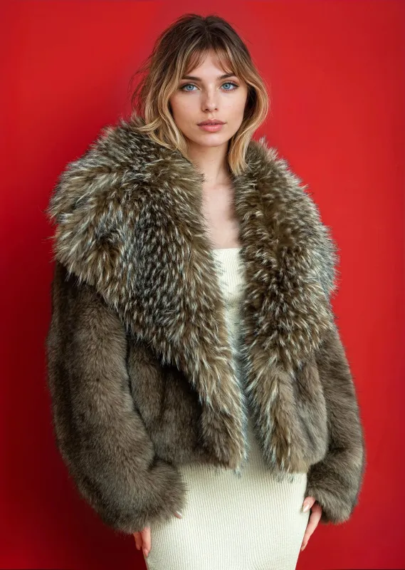 Oversized Lapel Cropped Faux Fur Coat sold by Kate Hewko