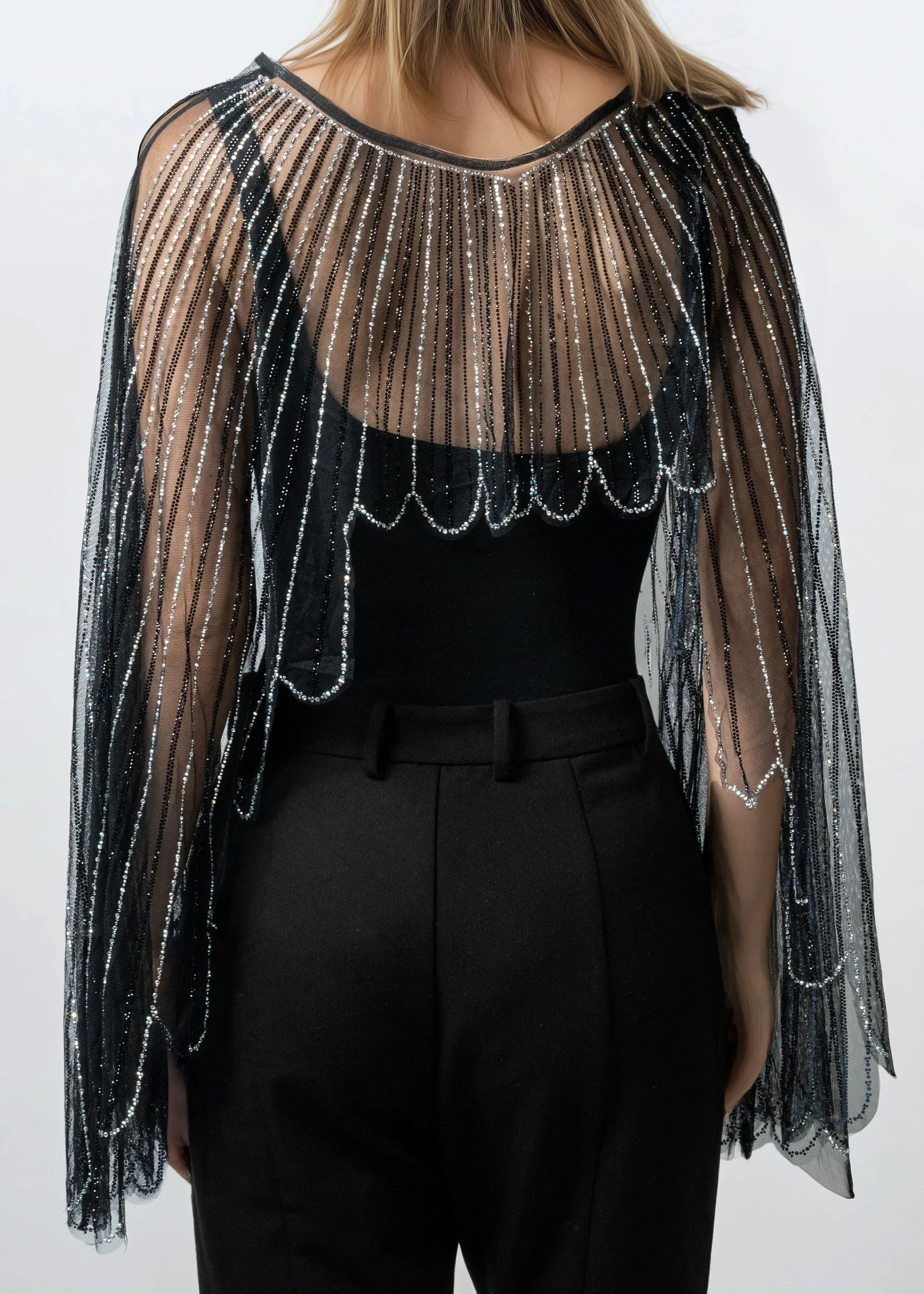 Sheer Embellished Cape Overlay sold by Kate Hewko product image thumbnail 3