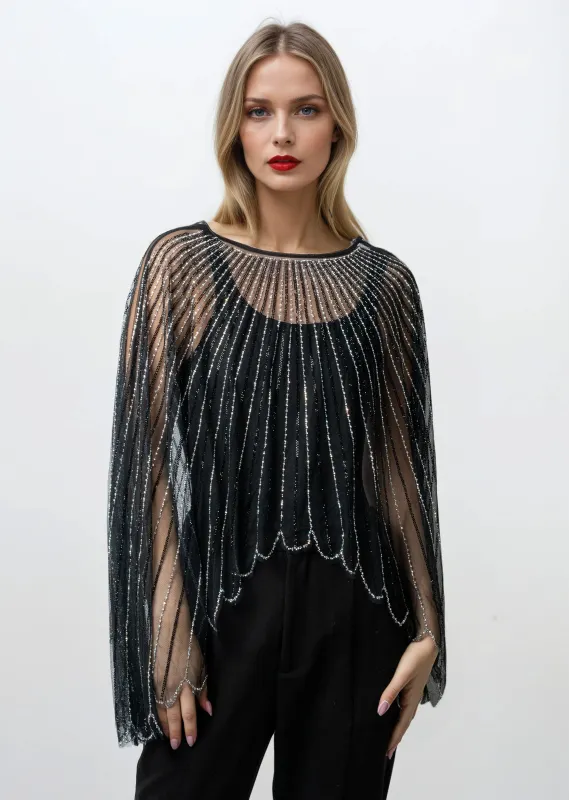 Sheer Embellished Cape Overlay sold by Kate Hewko