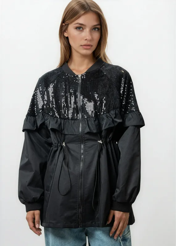 Sequin Cinched Utility Jacket sold by Kate Hewko