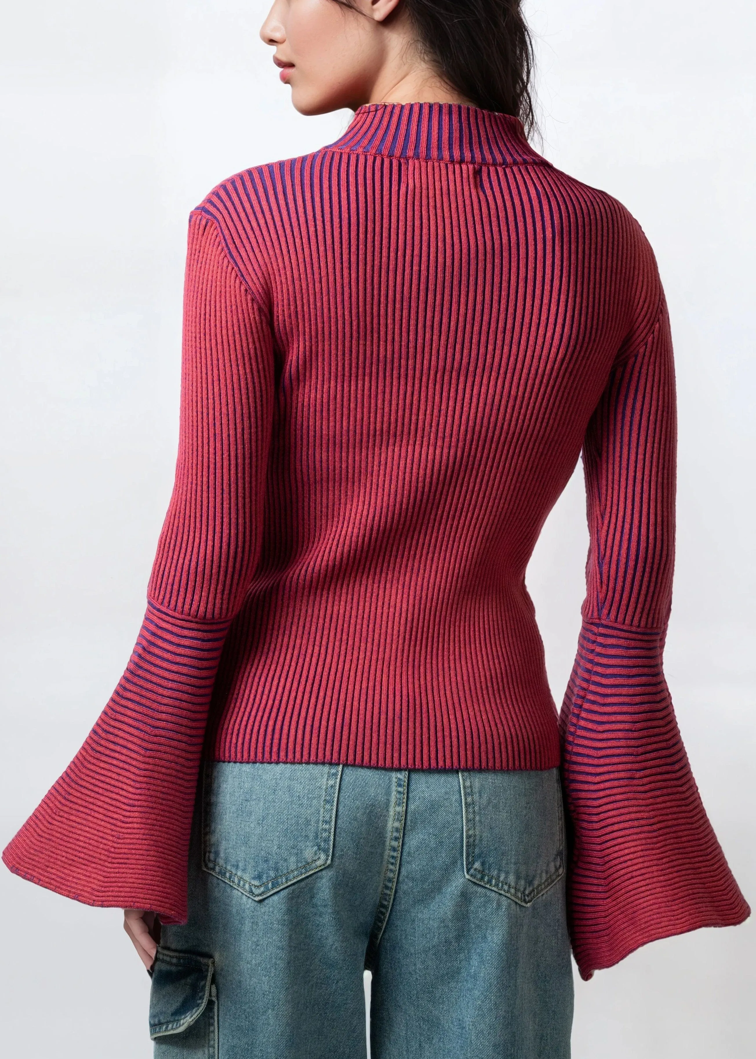 Ribbed Bell Sleeve Mock Neck Top sold by Kate Hewko product image thumbnail 4