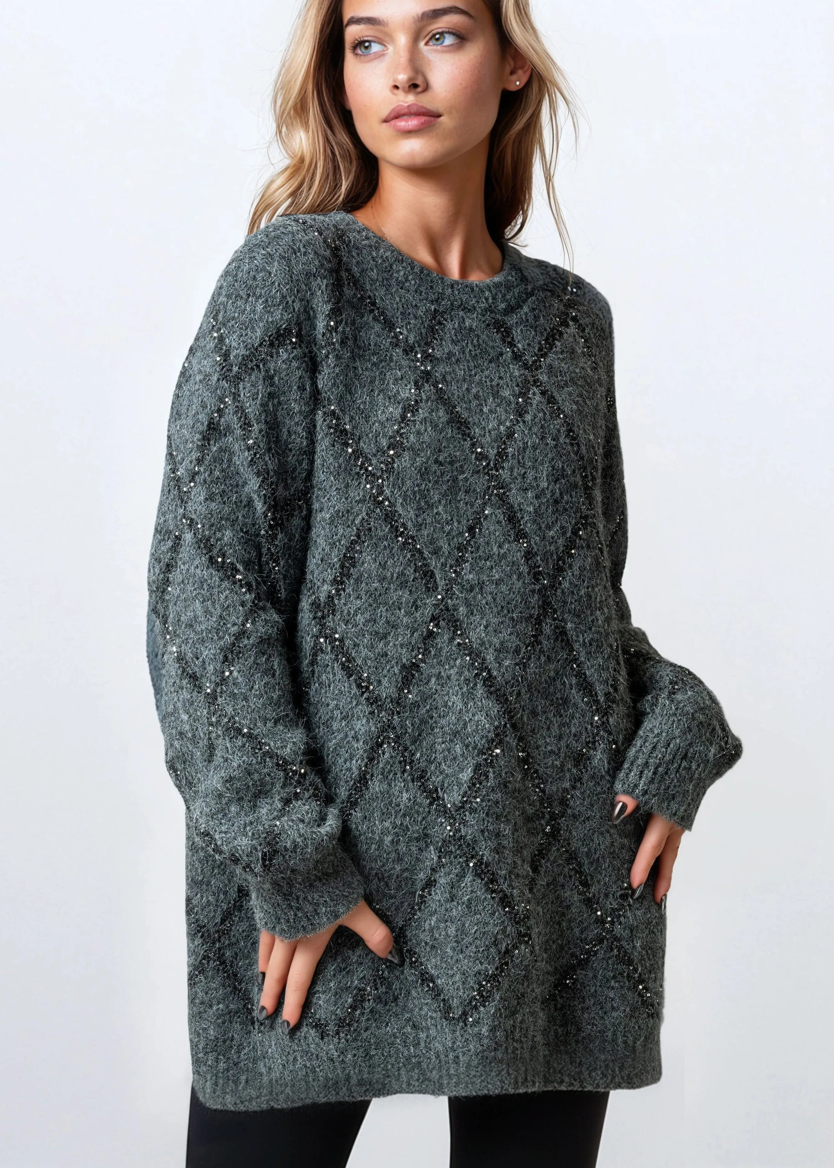 Sparkle Diamond Knit Sweater sold by Kate Hewko product image thumbnail 4