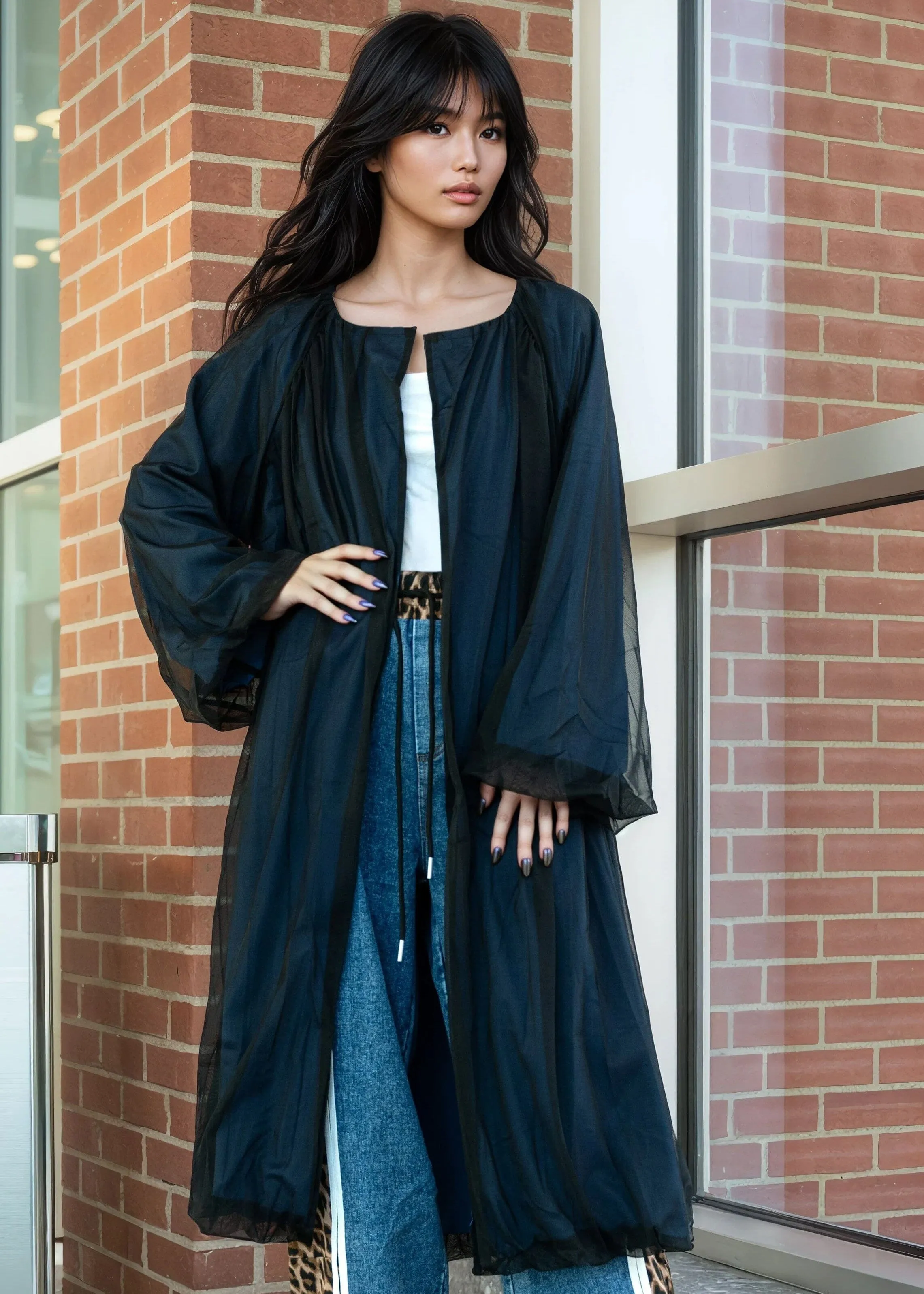 Tulle Overlay Duster Jacket sold by Kate Hewko