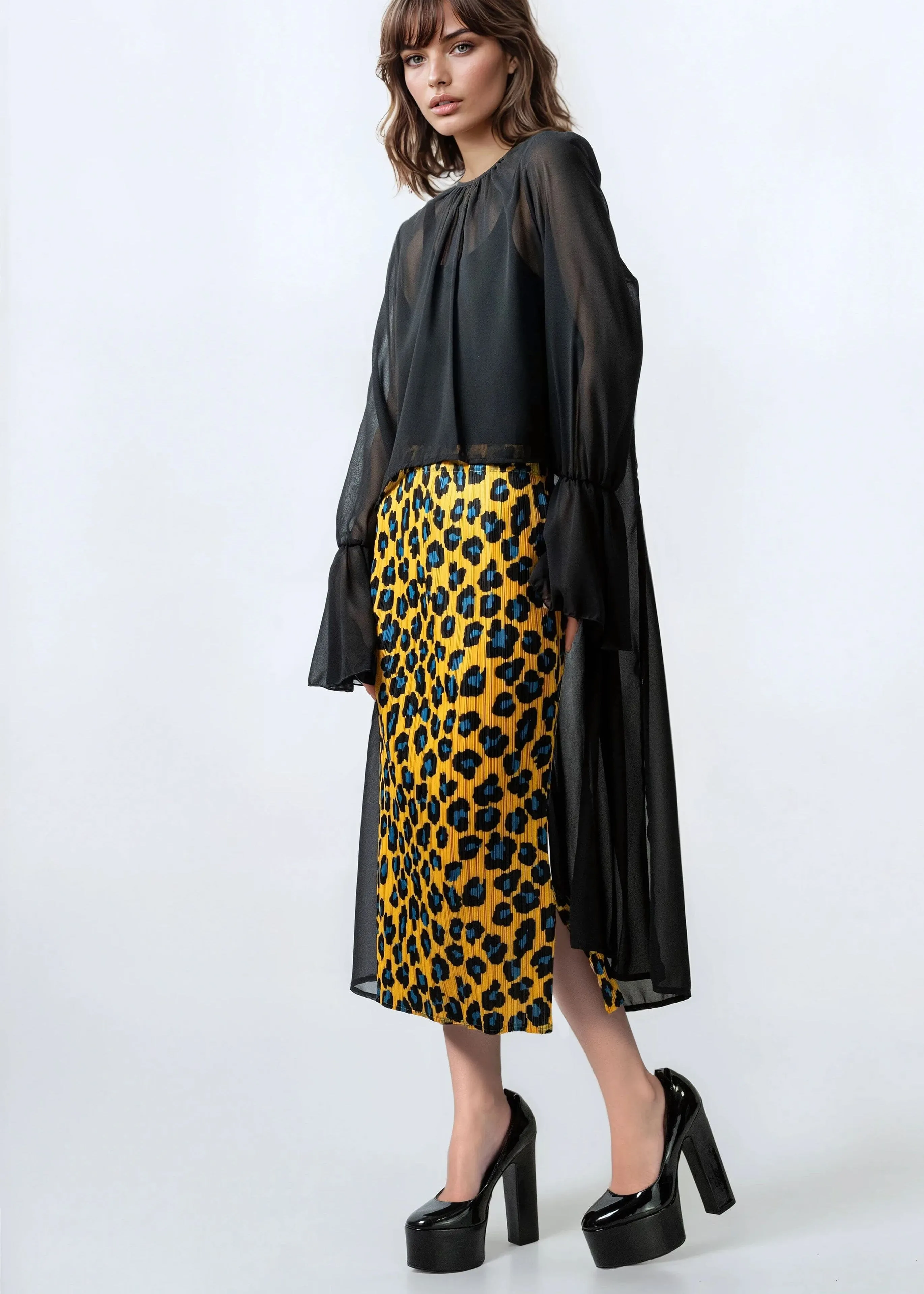 High Low Bell Sleeve Sheer Blouse sold by Kate Hewko product image thumbnail 3