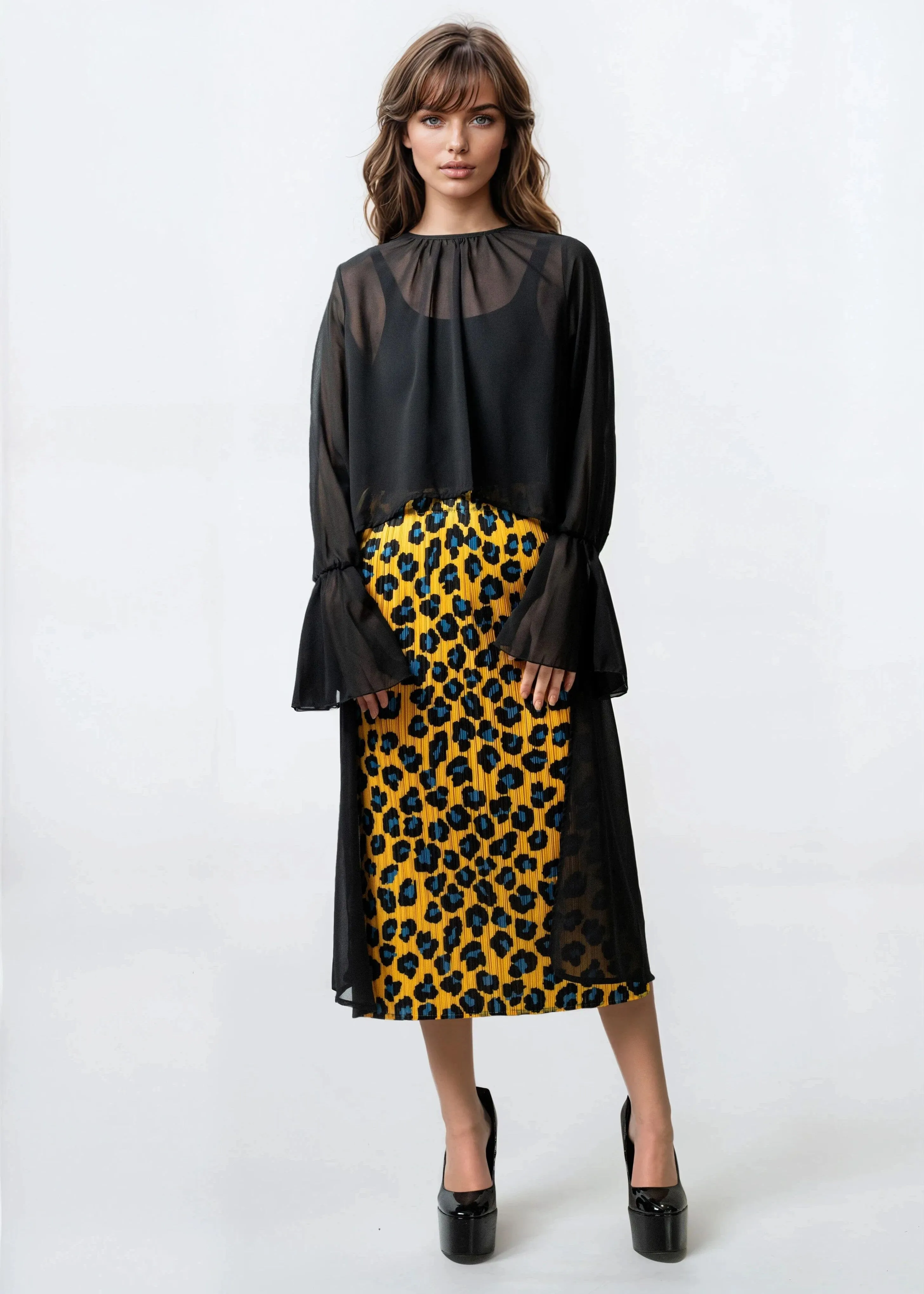 High Low Bell Sleeve Sheer Blouse sold by Kate Hewko product image thumbnail 4