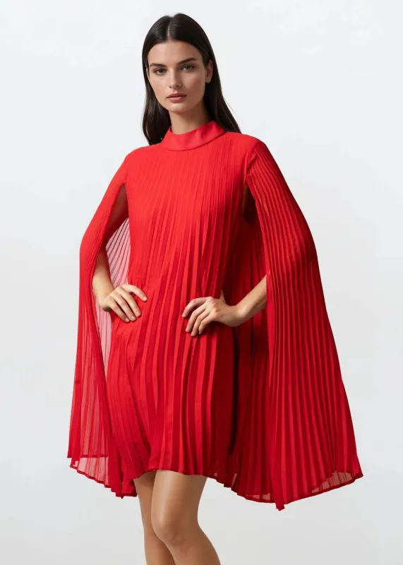 Pleated Mock Neck Cape Dress sold by Kate Hewko