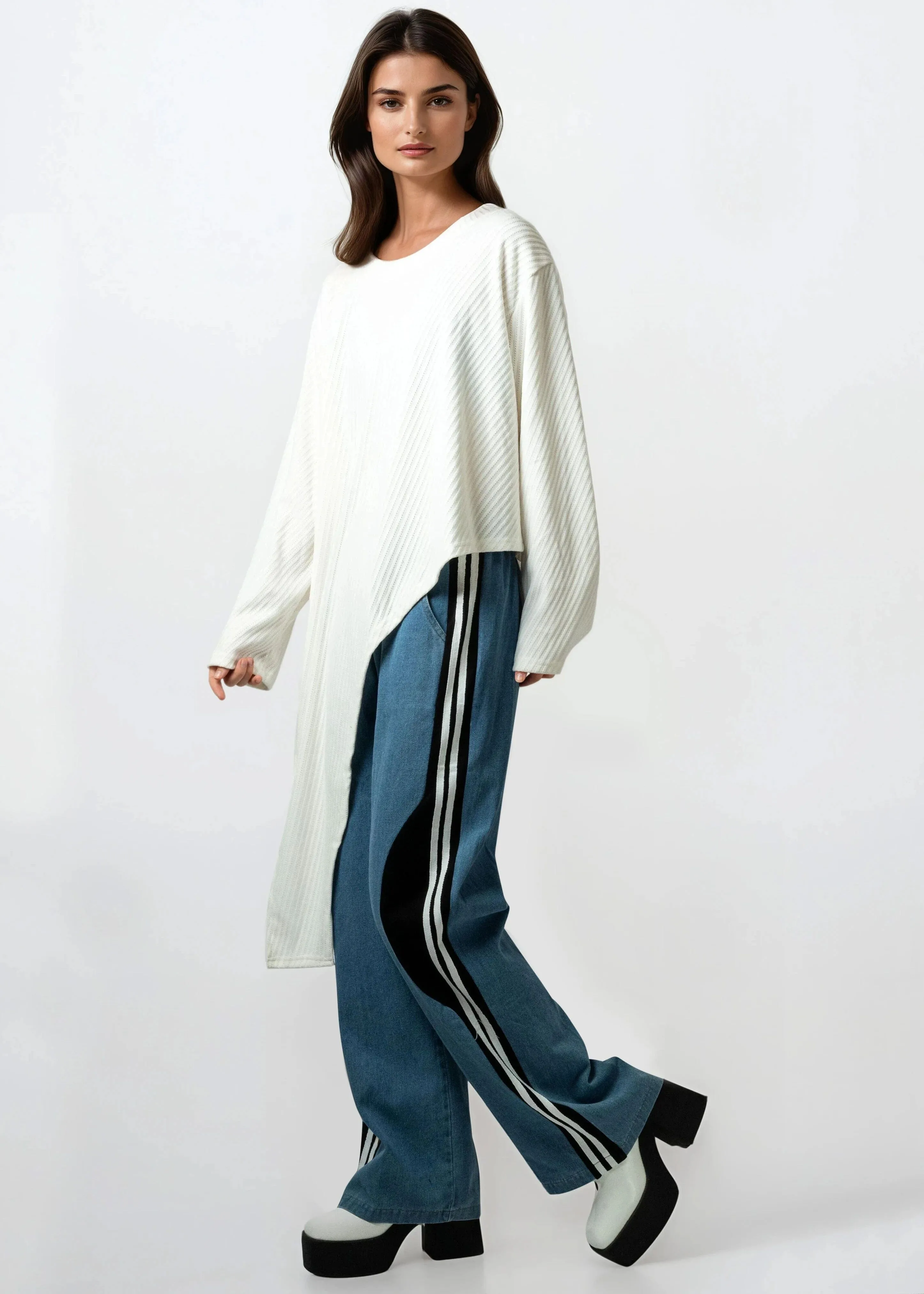 Textured High Low Long Sleeve Tee sold by Kate Hewko product image thumbnail 4