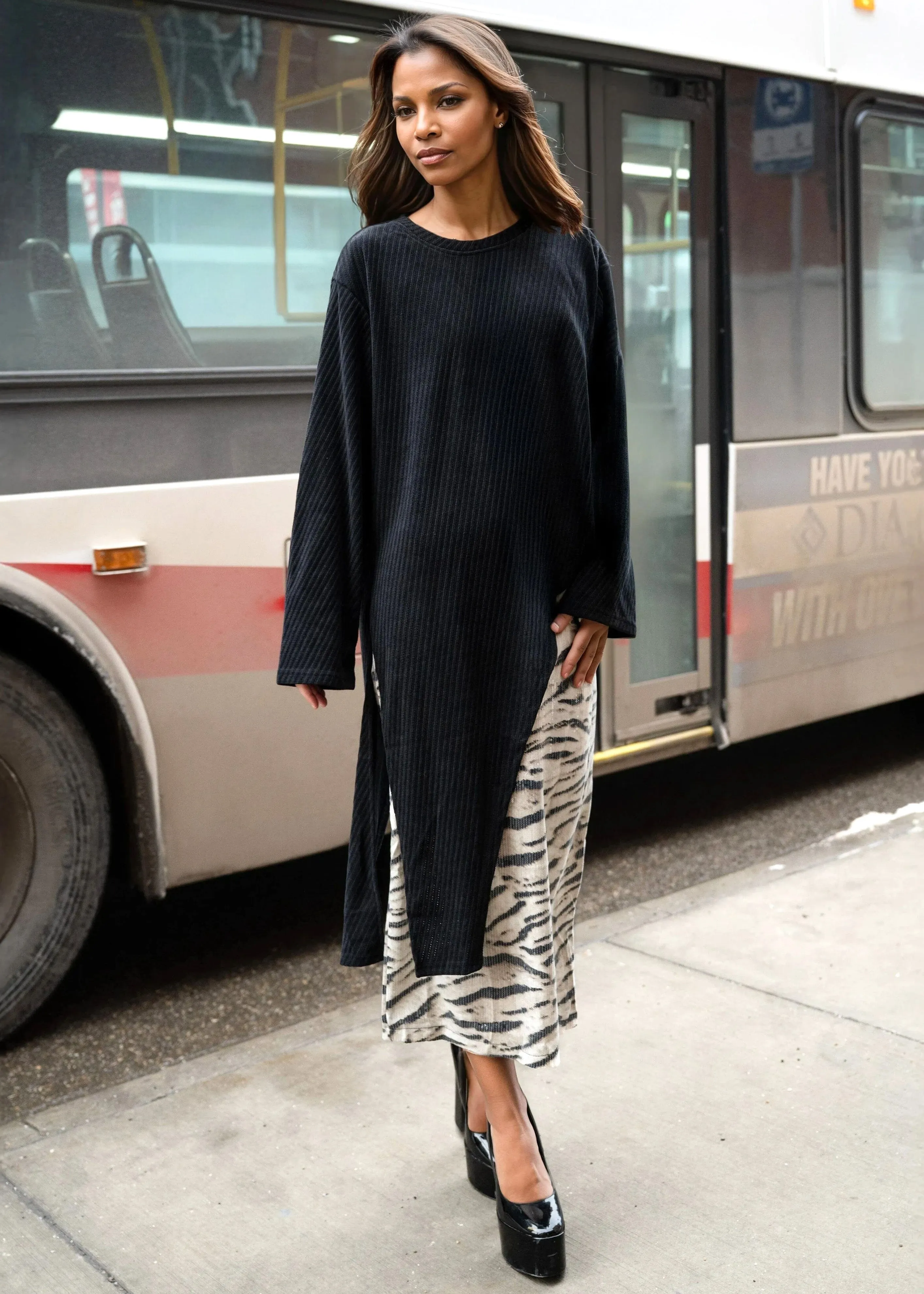 Textured High Low Long Sleeve Tee sold by Kate Hewko product image thumbnail 2