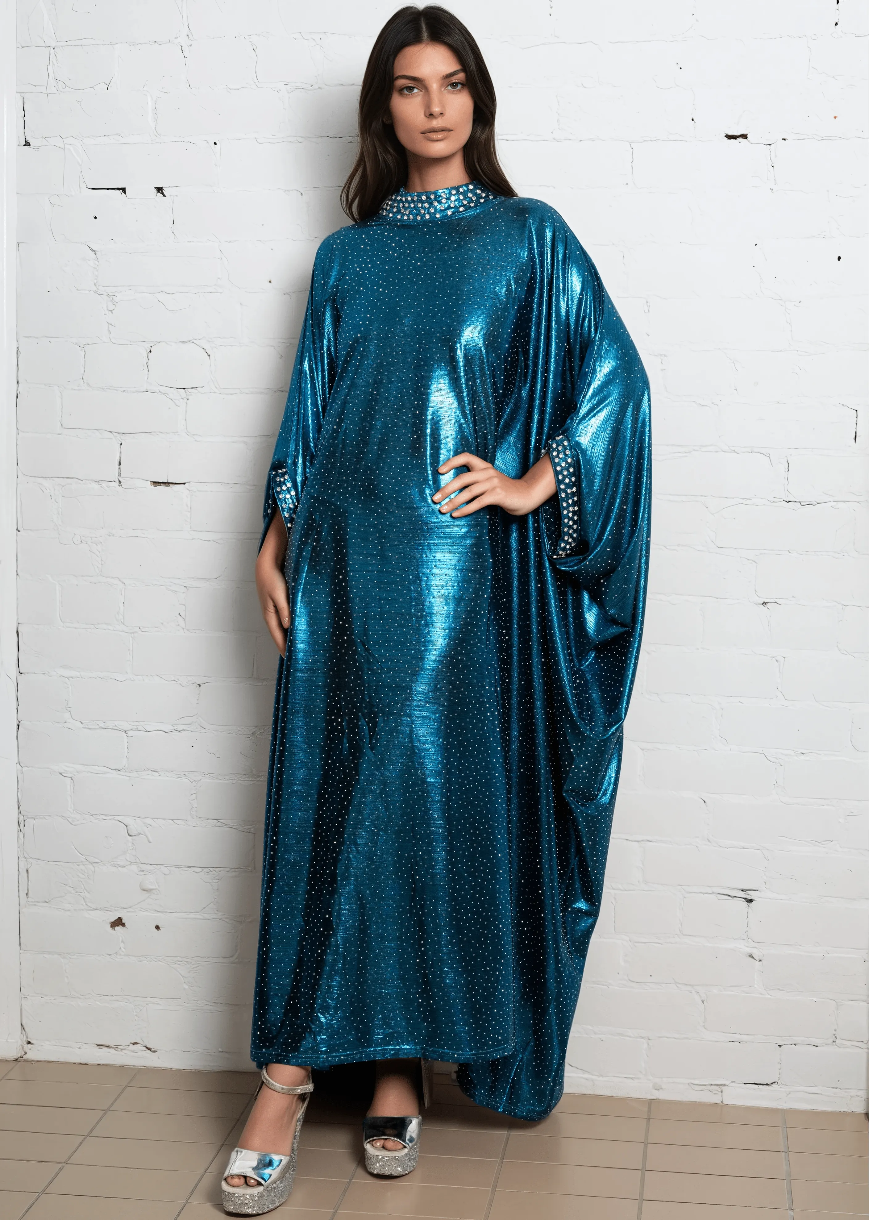 Draped Rhinestone Kaftan Dress sold by Kate Hewko