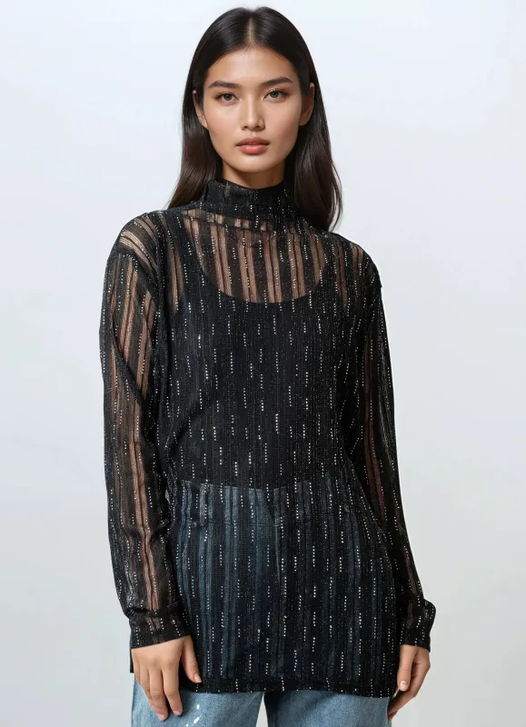 Sheer Shimmer Turtleneck Top made by Kate Hewko