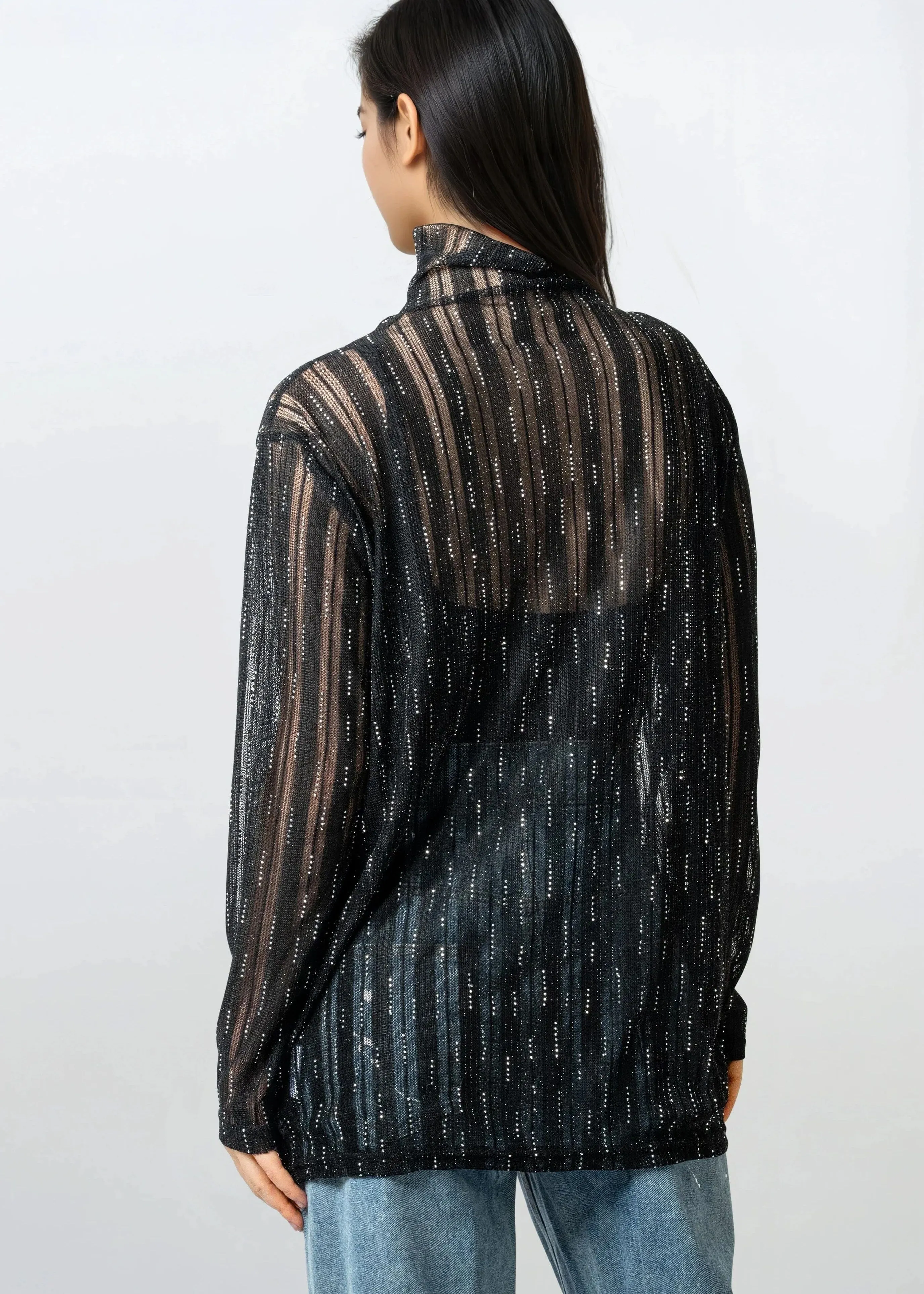 Sheer Shimmer Turtleneck Top sold by Kate Hewko product image thumbnail 3