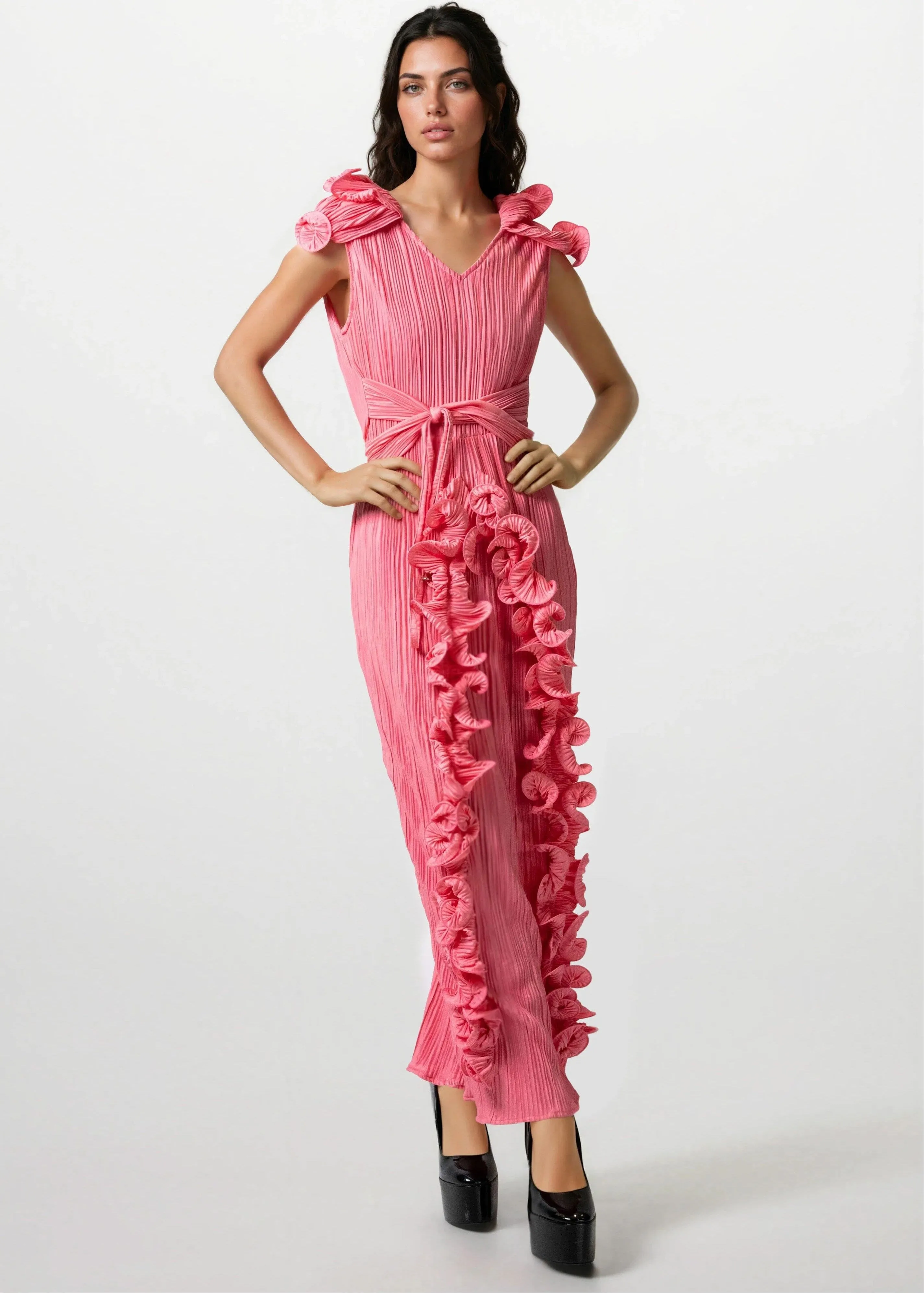 Belted Ruffle Glam Dress sold by Kate Hewko product image thumbnail 3