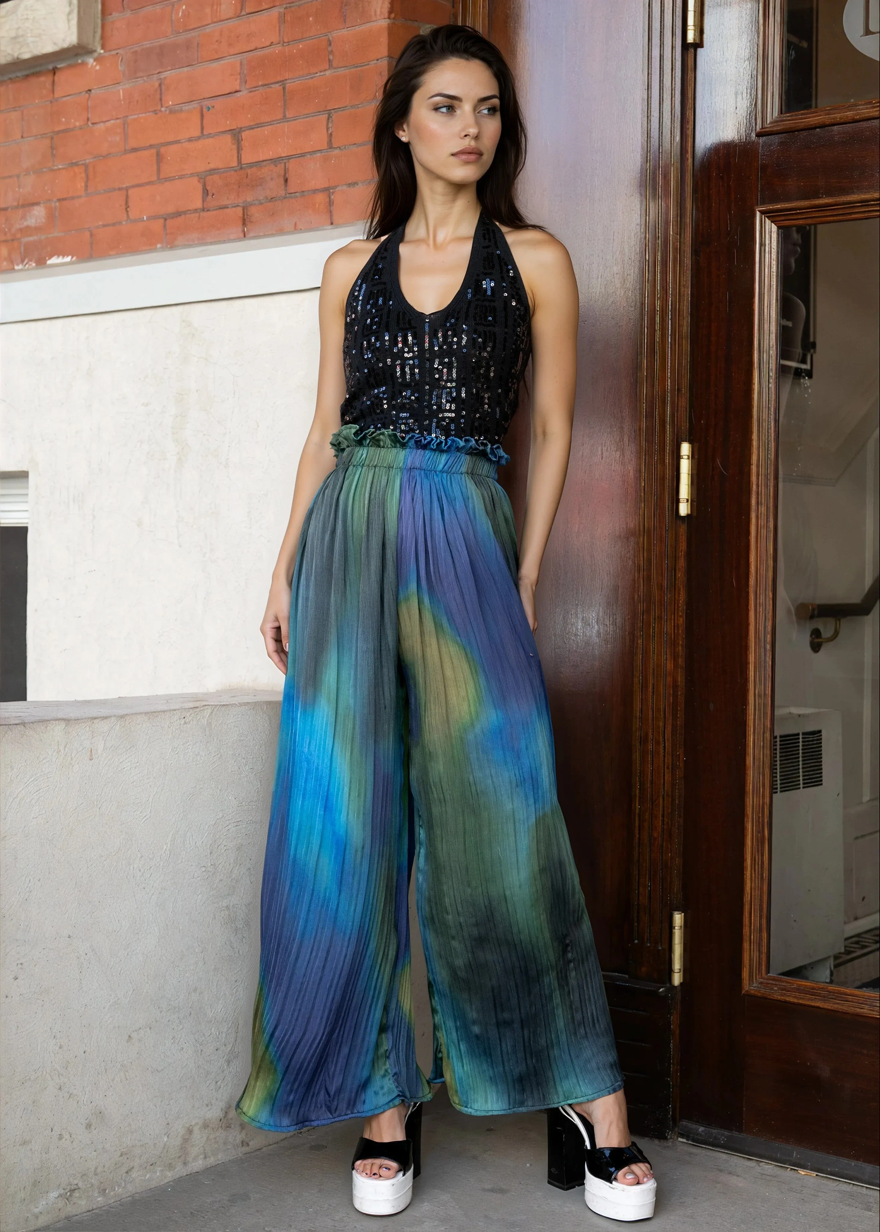Abstract Pleated Wide Leg Pant sold by Kate Hewko
