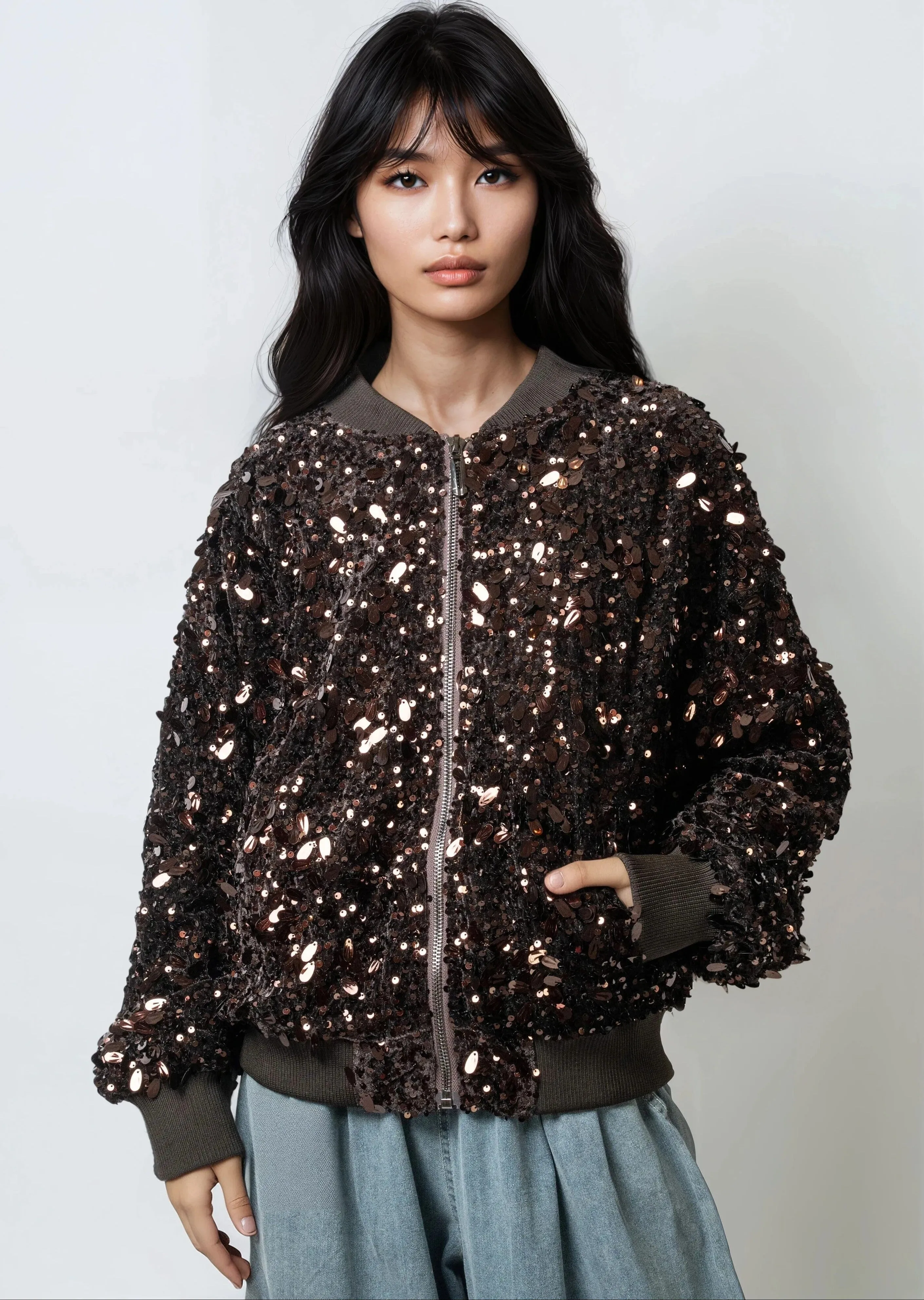 Statement Sequin Bomber Jacket sold by Kate Hewko product image thumbnail 3
