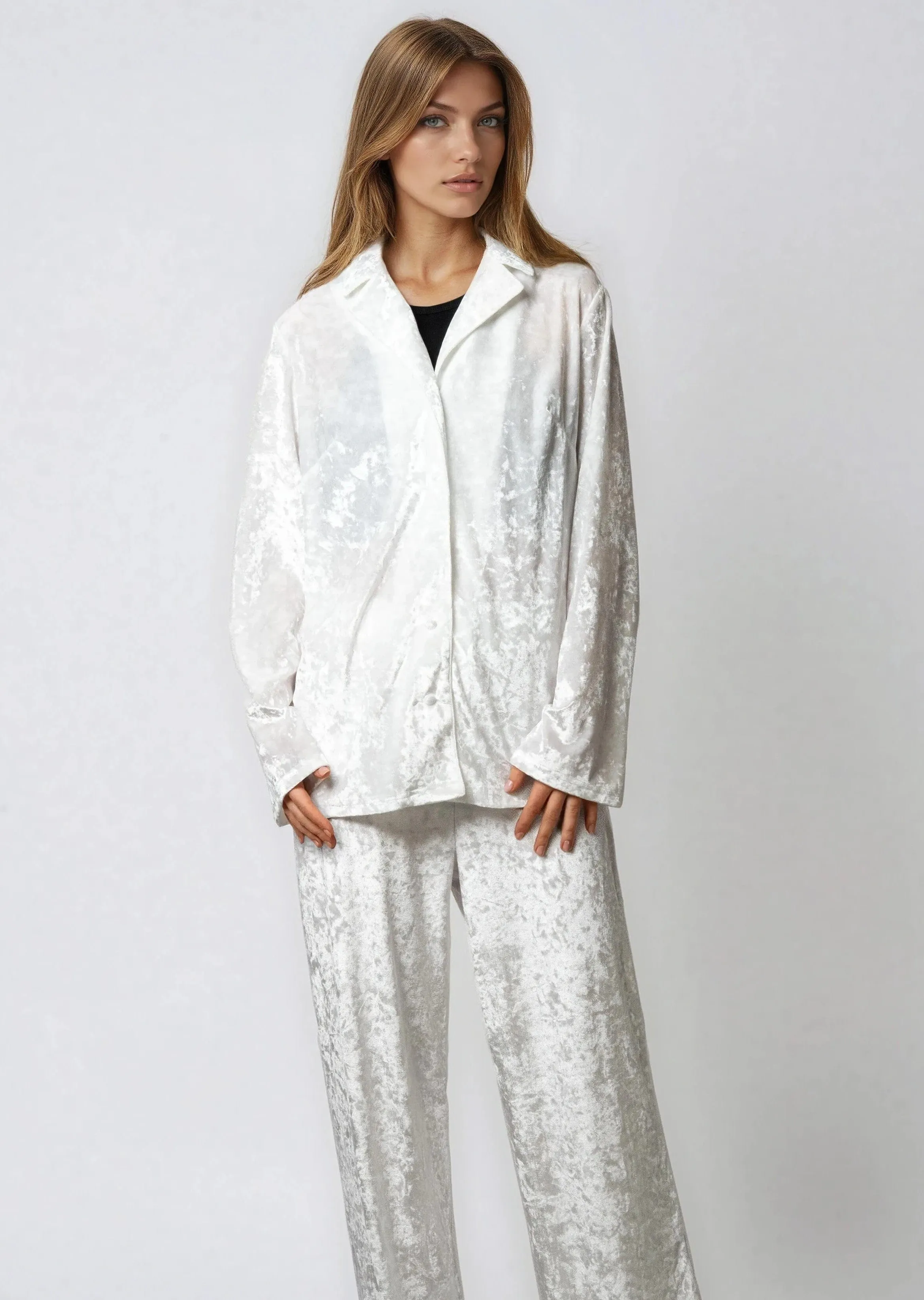 Crushed Velvet Button Up Pant Set sold by Kate Hewko product image thumbnail 4