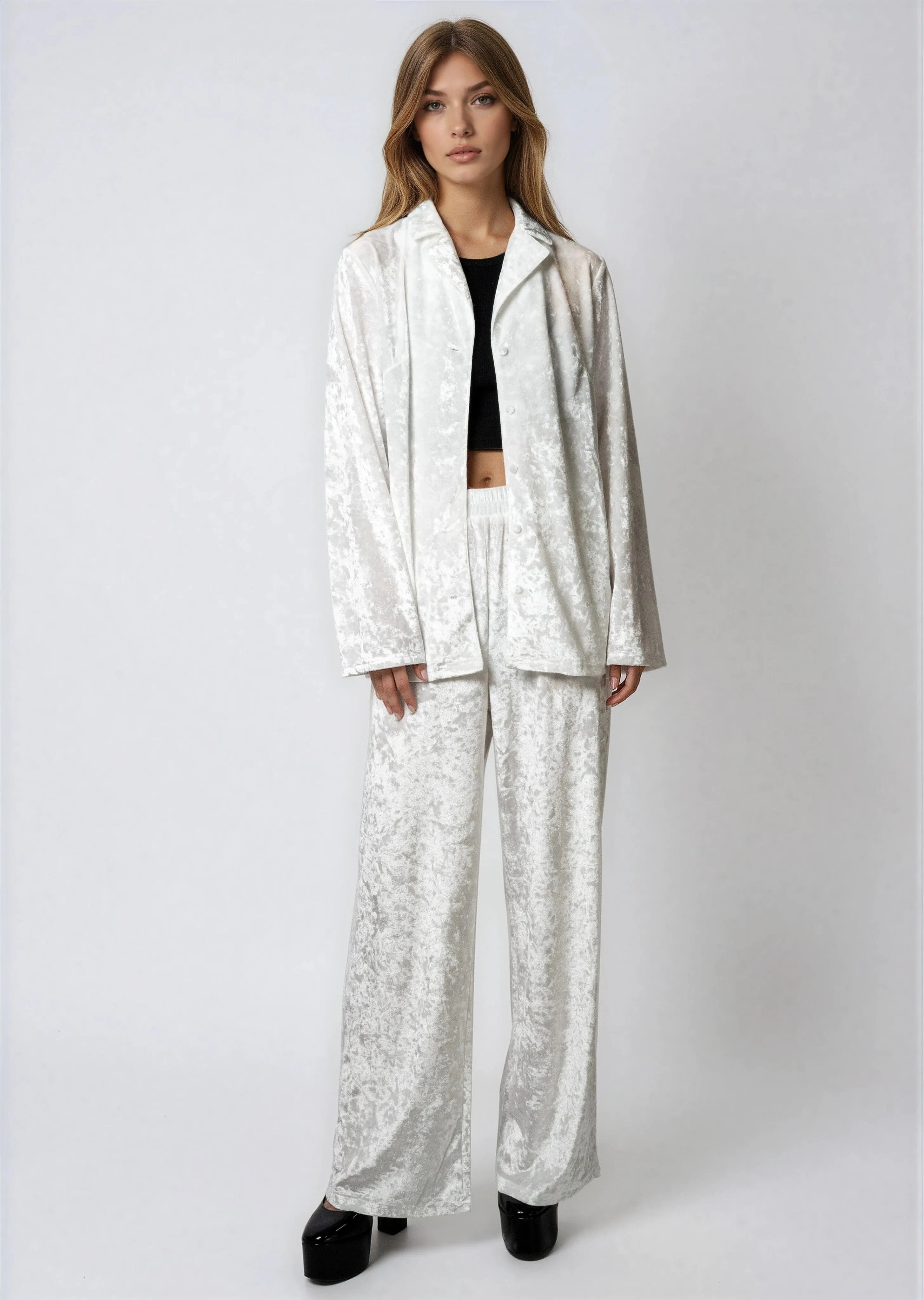 Crushed Velvet Button Up Pant Set sold by Kate Hewko product image thumbnail 5